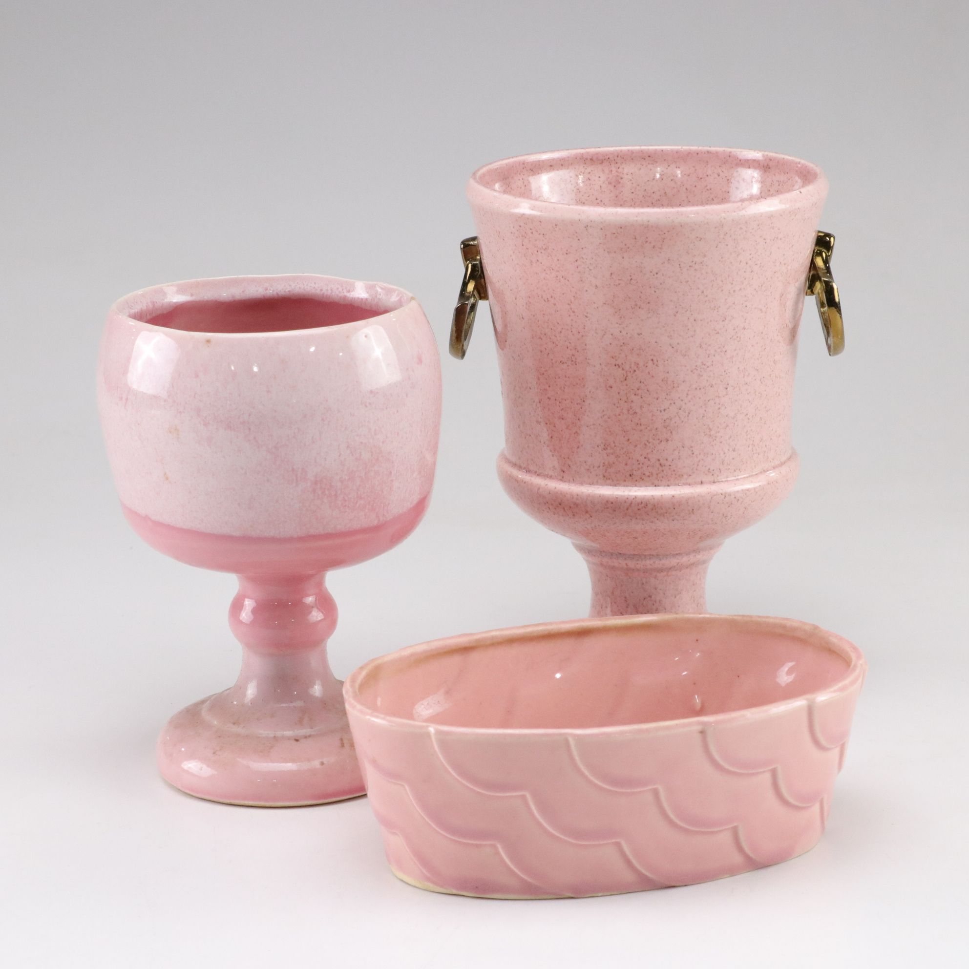 Mid Century Modern Pink Ceramic Planters