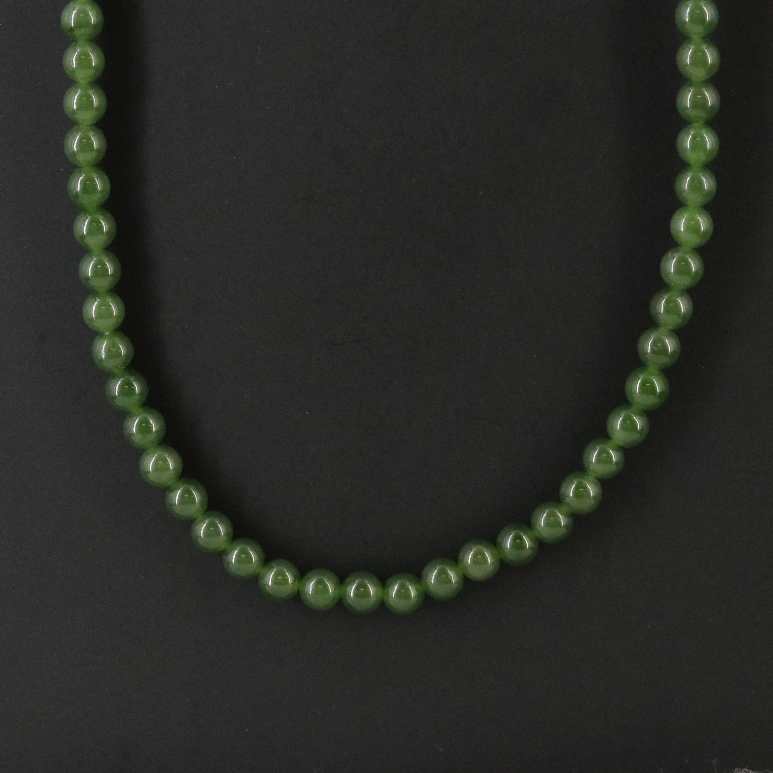 Nephrite Necklace with Sterling Clasp