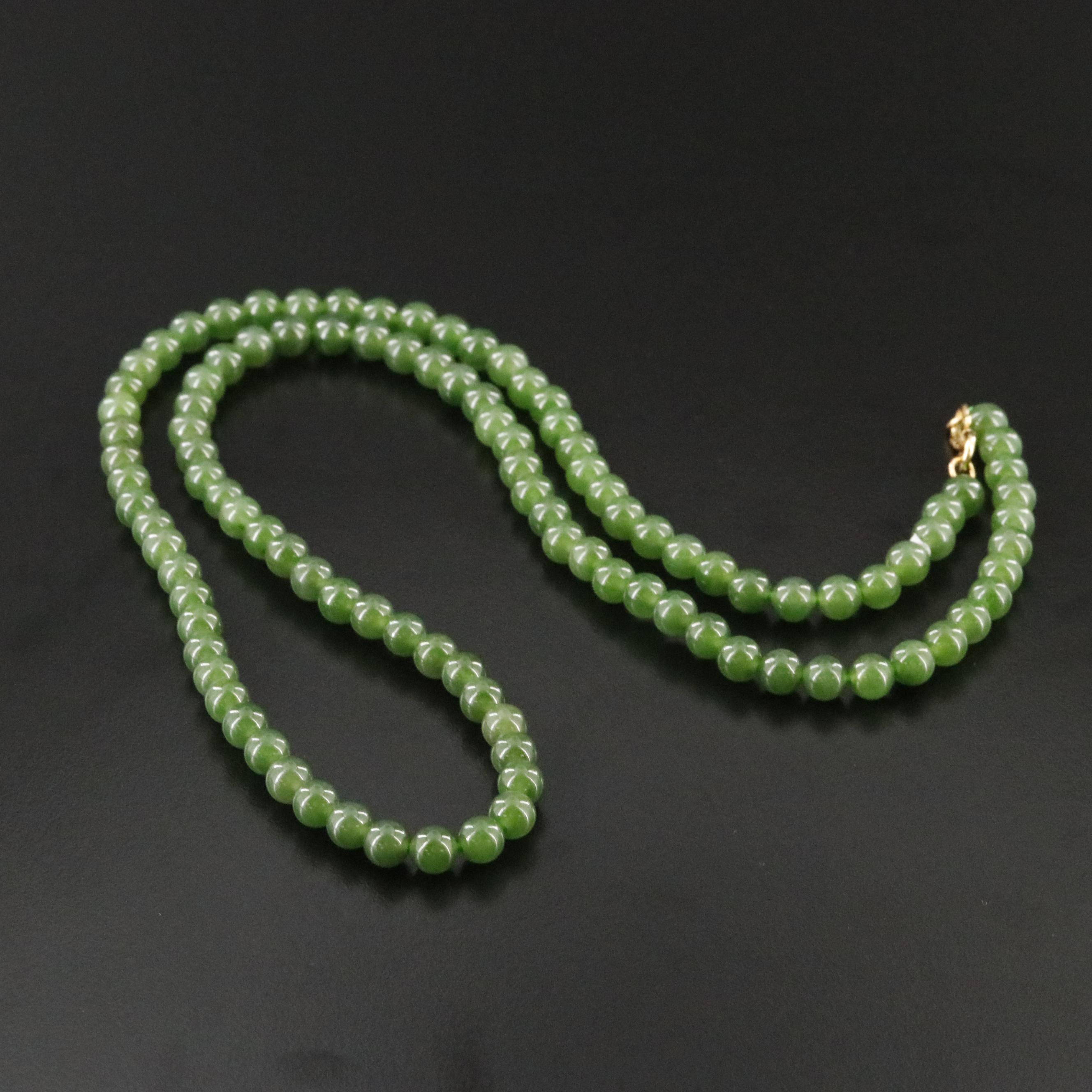 Nephrite Necklace with Sterling Clasp