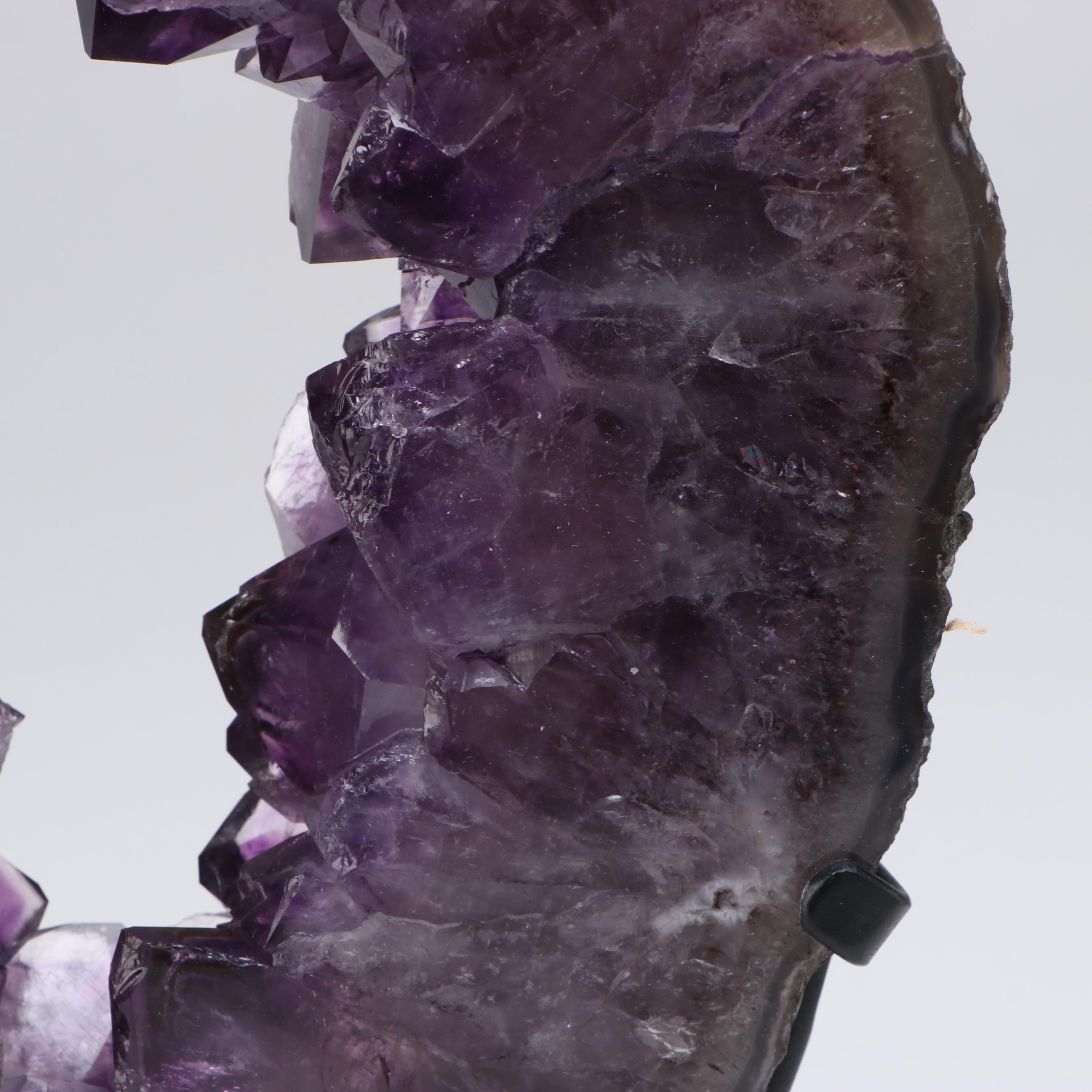 Polished Amethyst Geode Slab on Custom Metal Stand