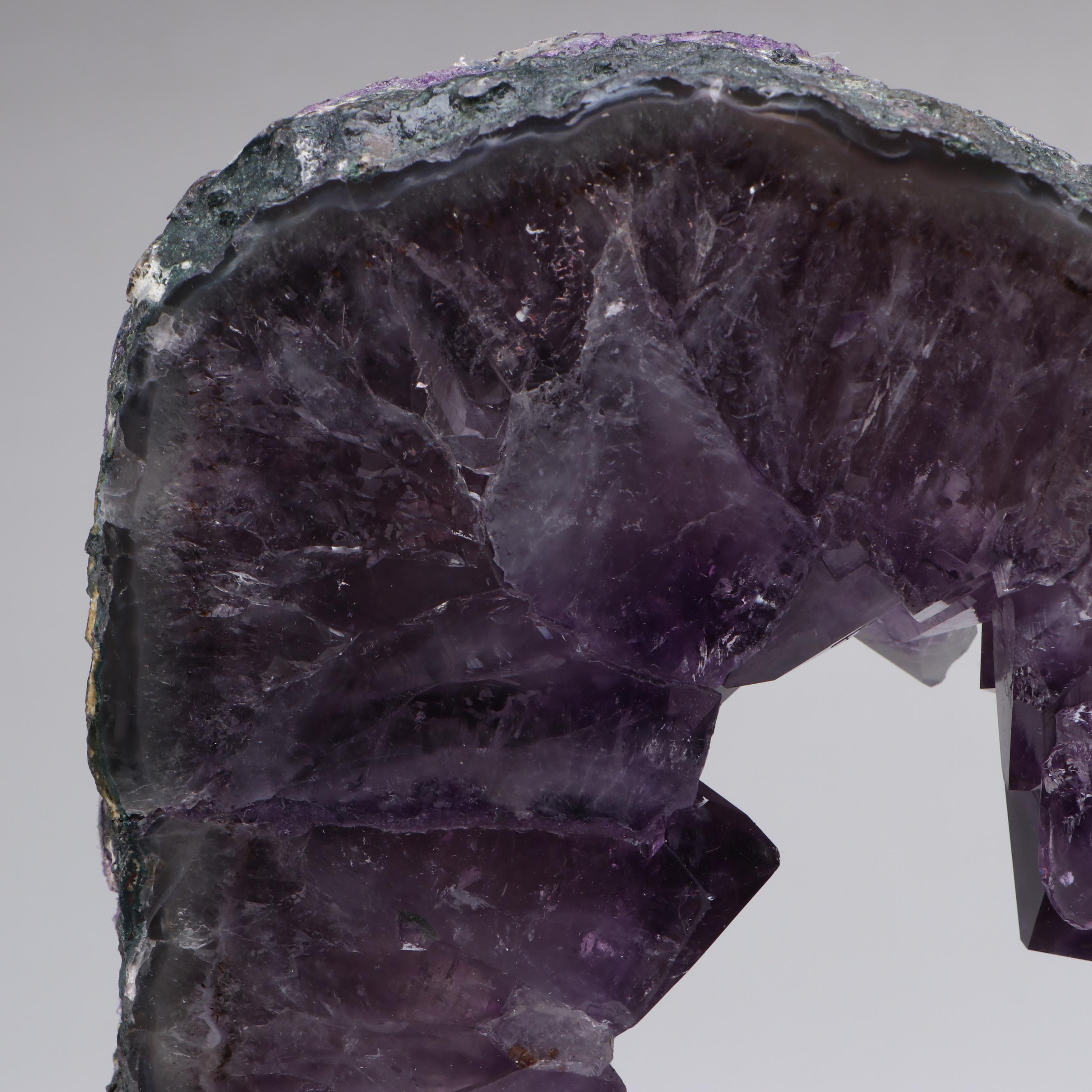 Polished Amethyst Geode Slab on Custom Metal Stand