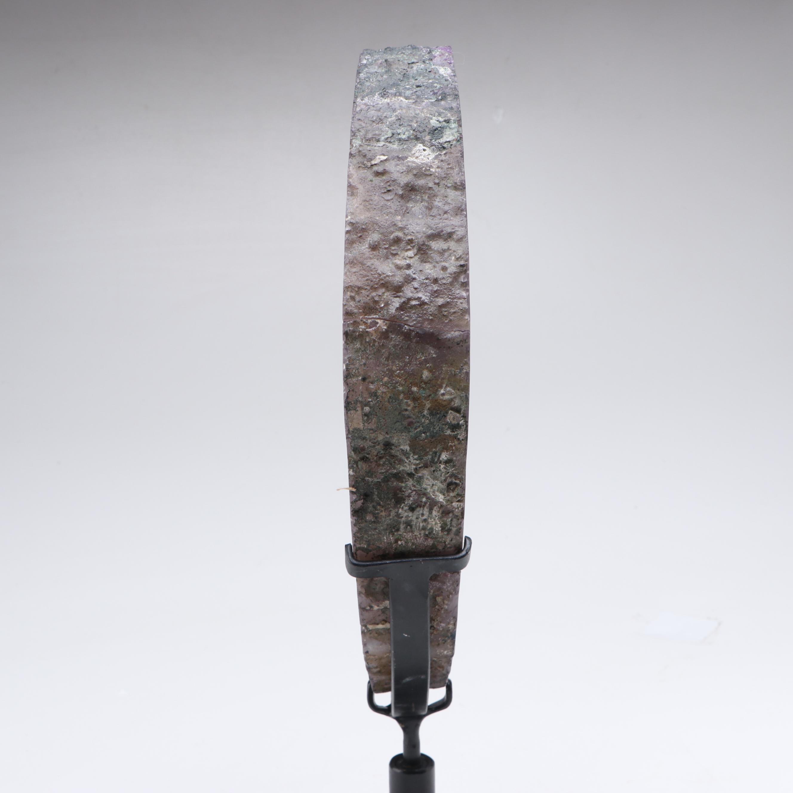 Polished Amethyst Geode Slab on Custom Metal Stand