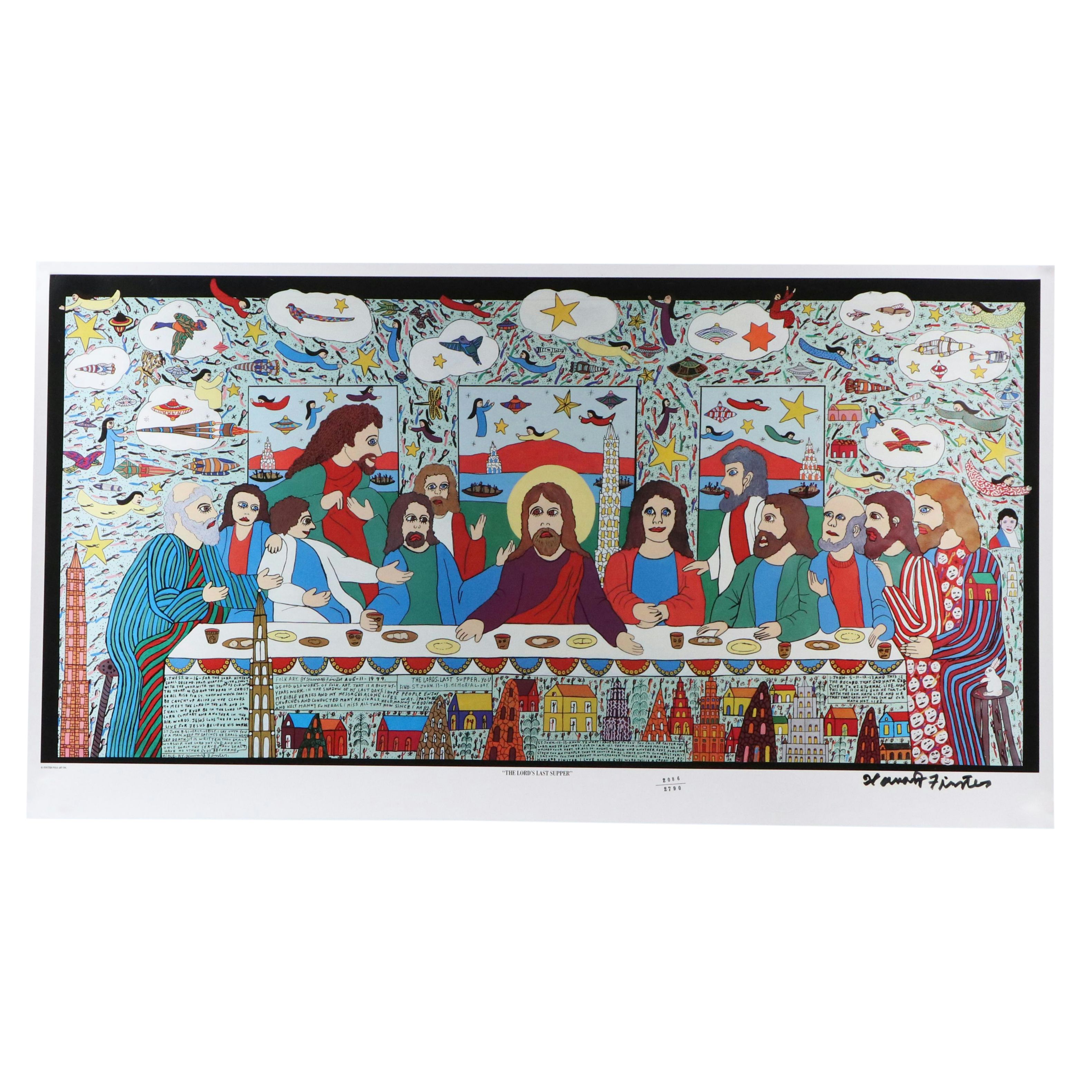 Howard Finster Offset Lithograph "The Lord's Last Supper"