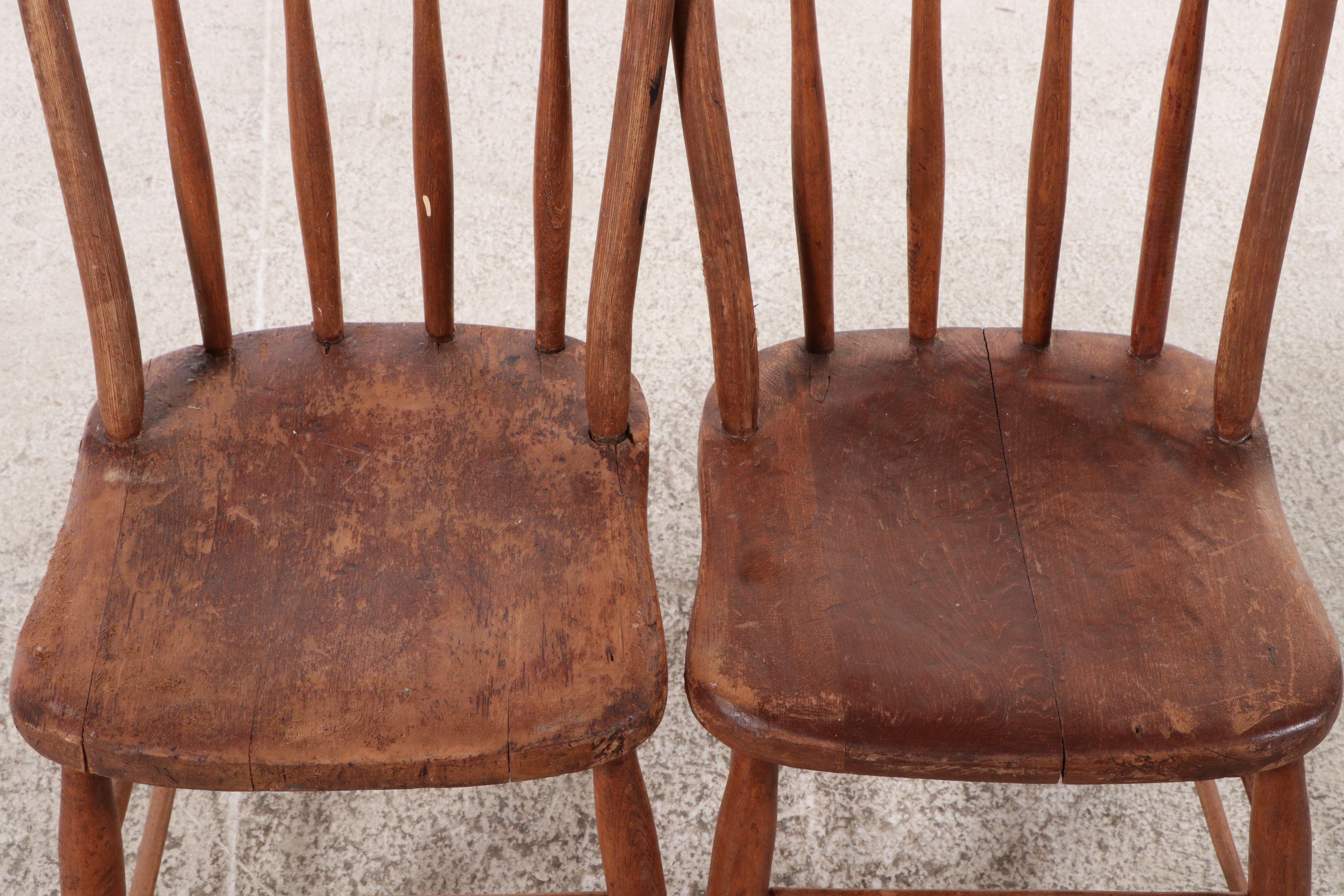 Four American Primitive Spindle Back Side Chairs