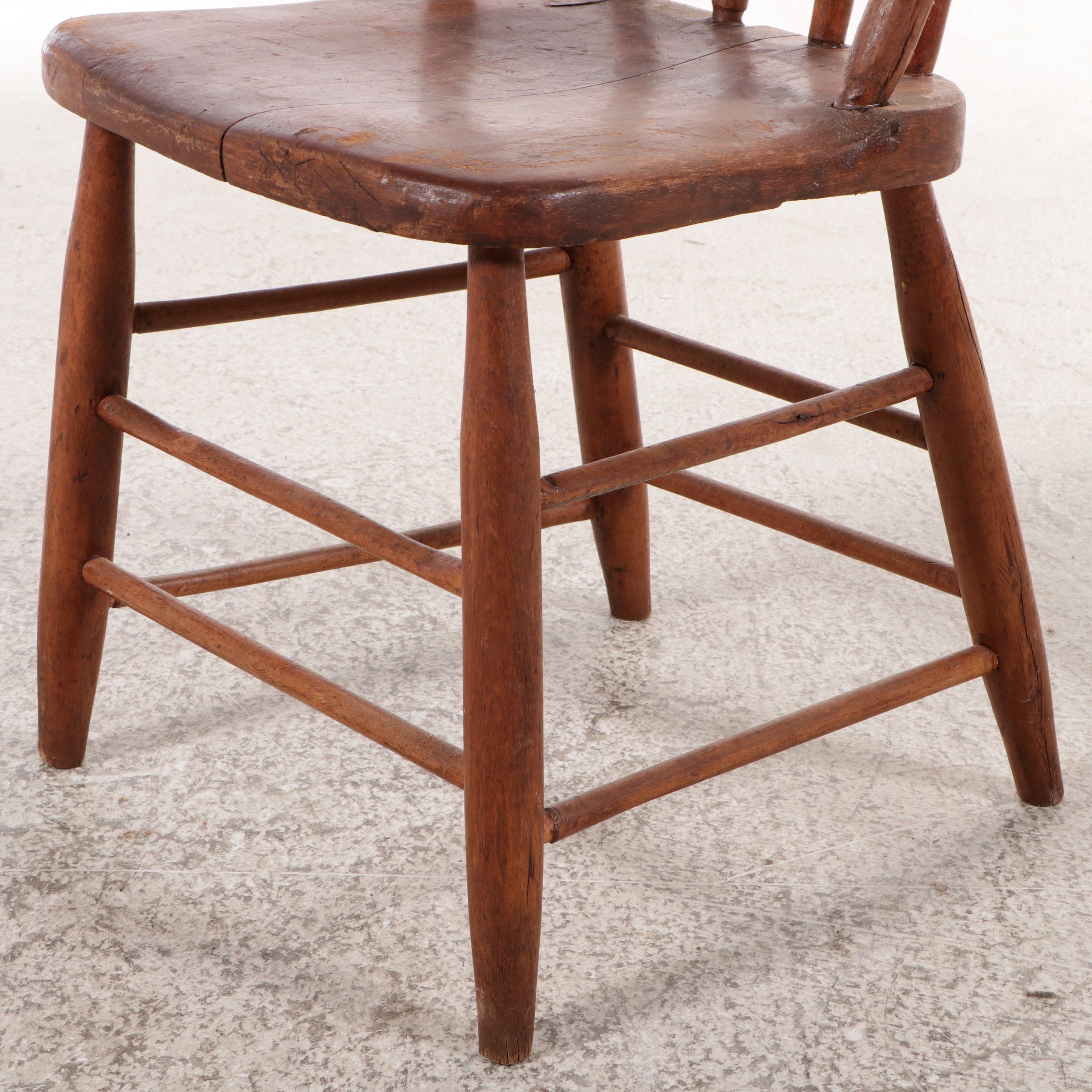 Four American Primitive Spindle Back Side Chairs