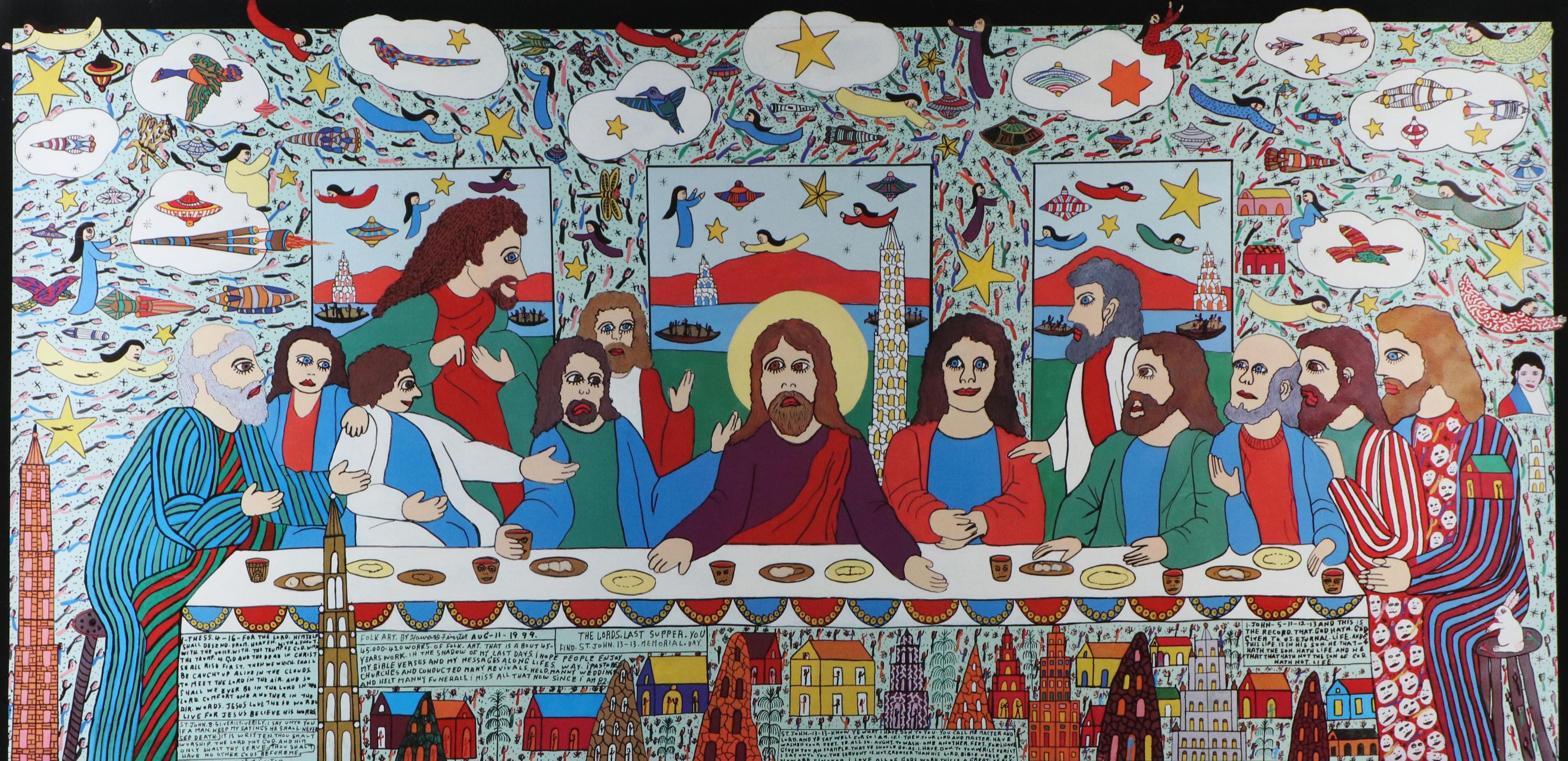 Howard Finster Offset Lithograph "The Lord's Last Supper"