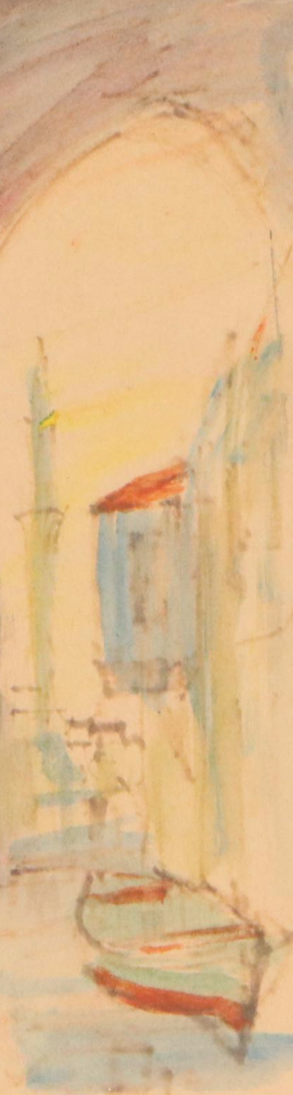 Watercolor Sketch of European Canal Scene