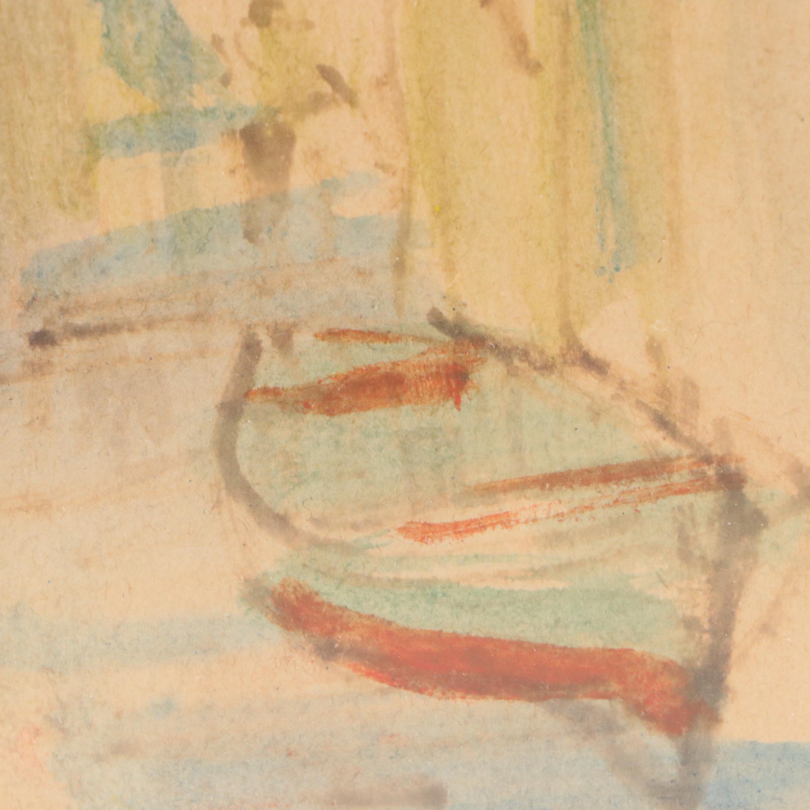 Watercolor Sketch of European Canal Scene