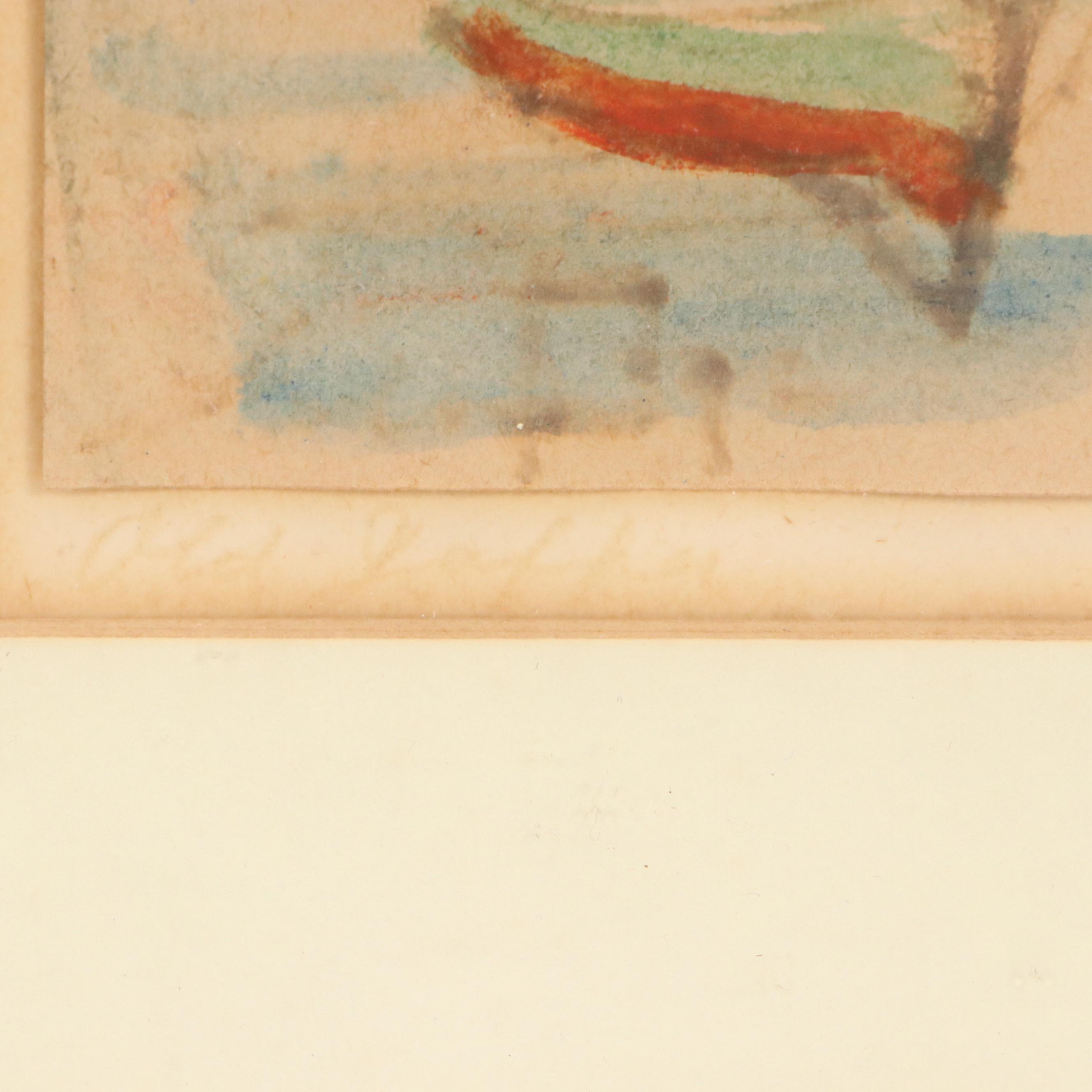 Watercolor Sketch of European Canal Scene