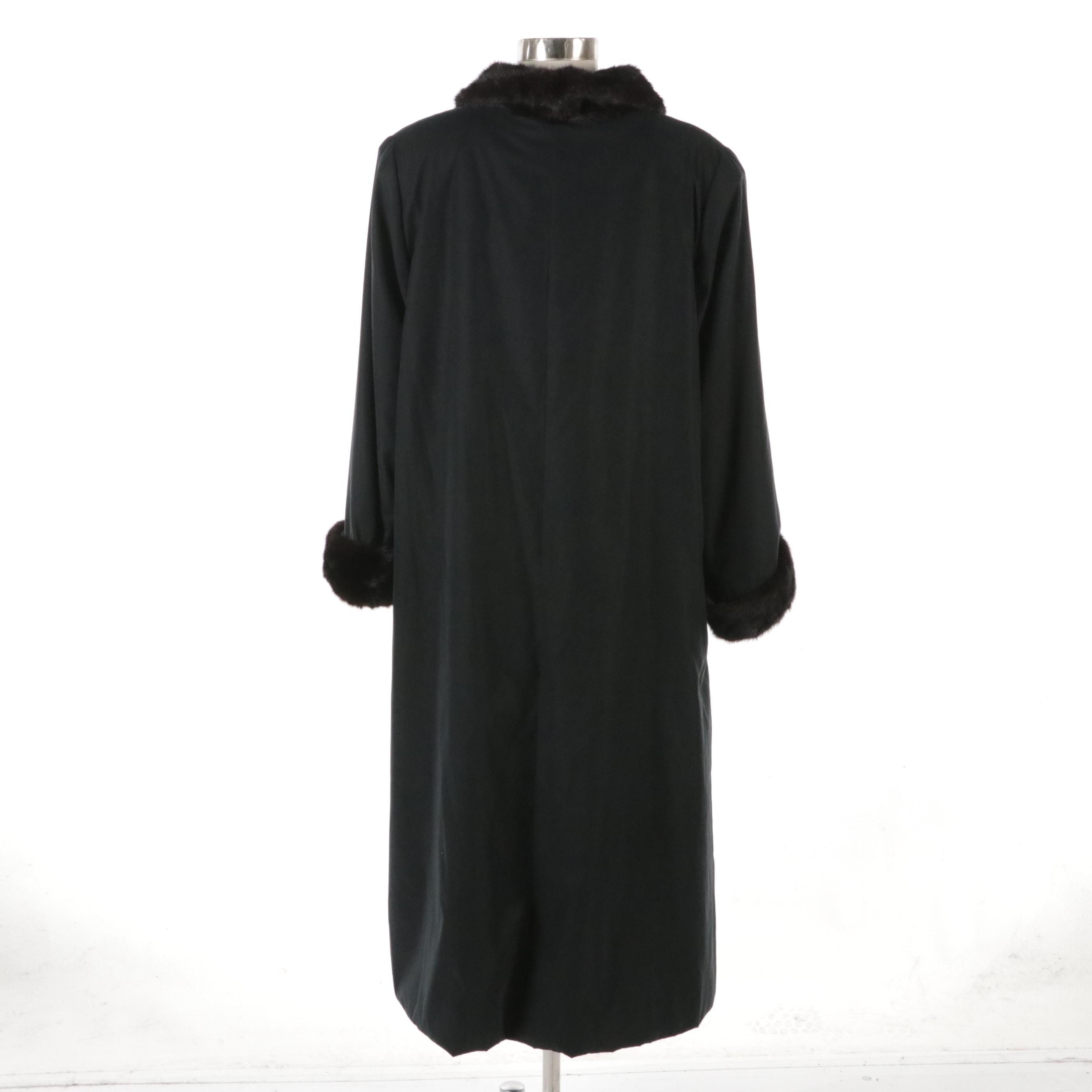 Microfiber Raincoat with Mink Fur Trim and Lining