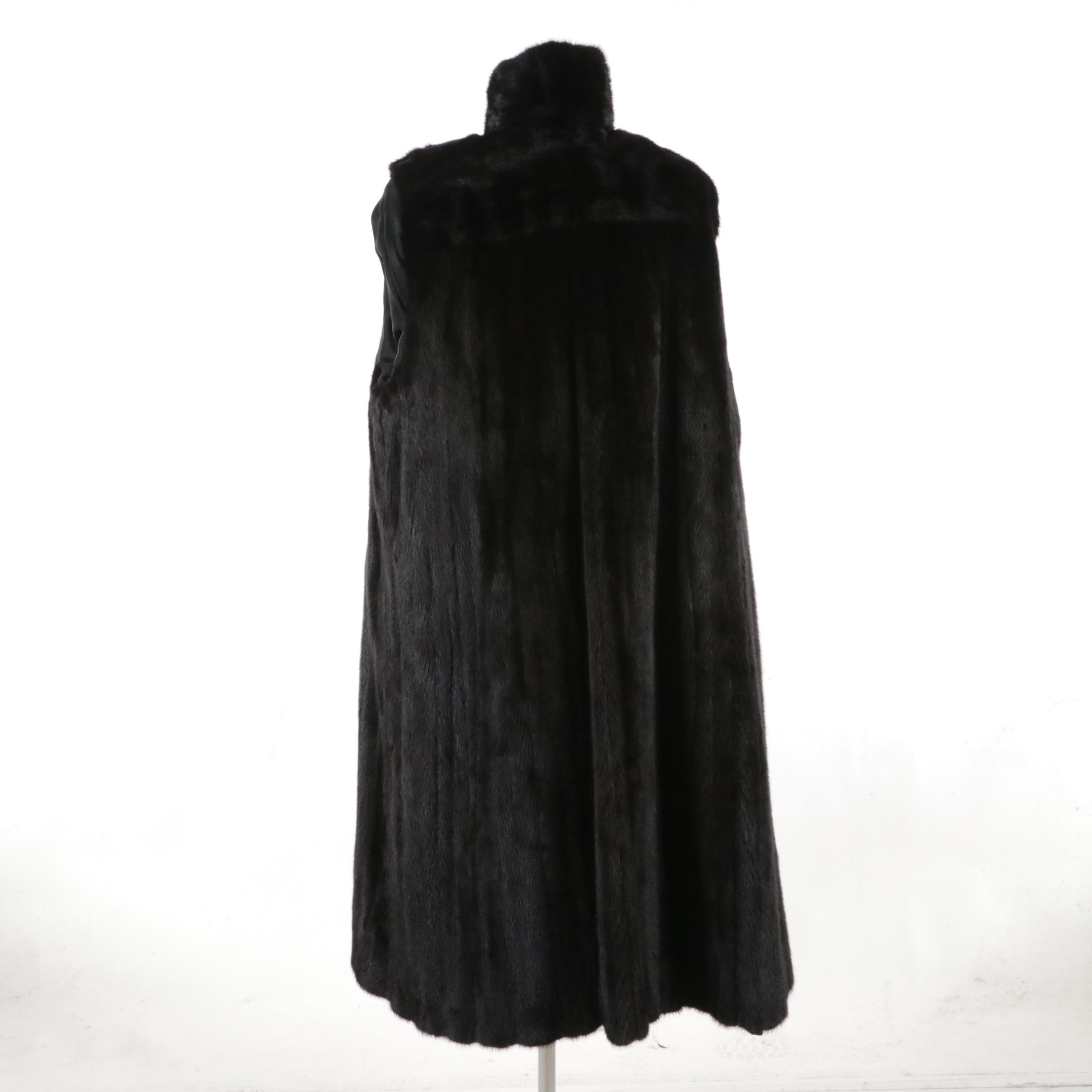 Microfiber Raincoat with Mink Fur Trim and Lining