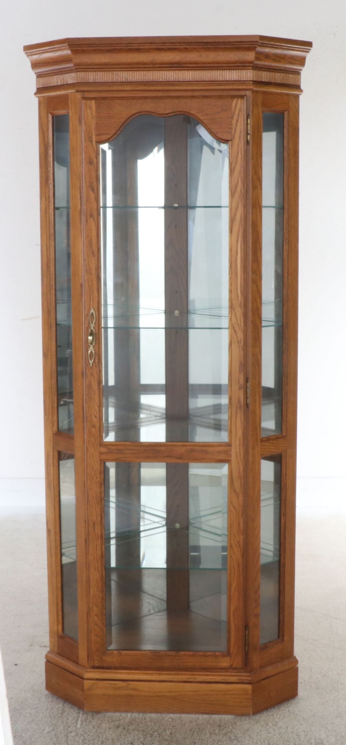 Oak Corner Display Cabinet