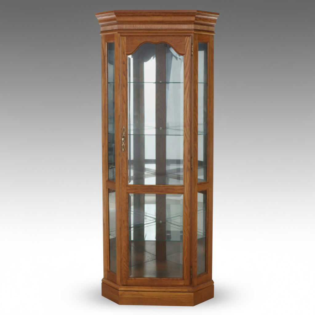 Oak Corner Display Cabinet