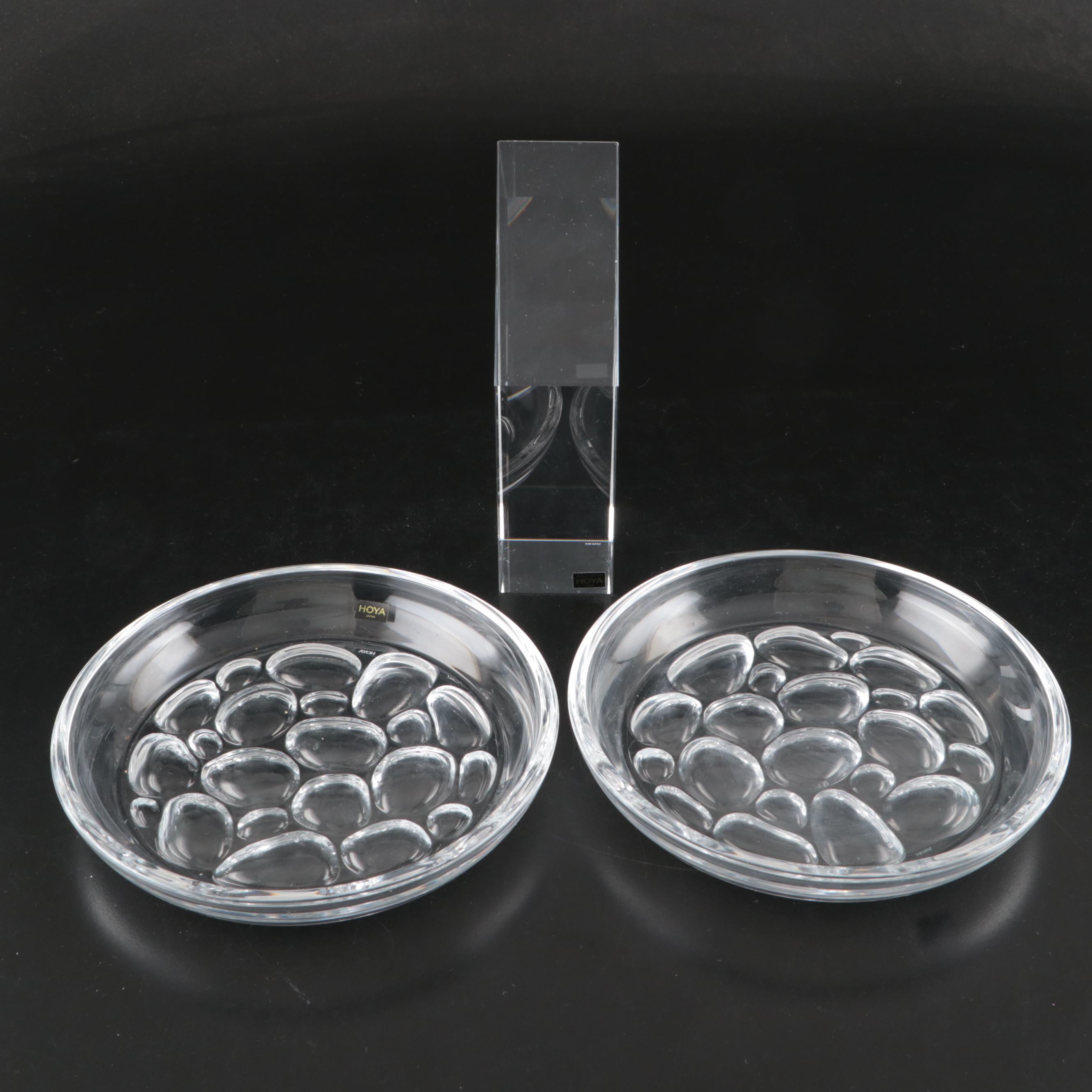 Hoya Japanese "Pebbles" Plates with Cut and Polished Crystal