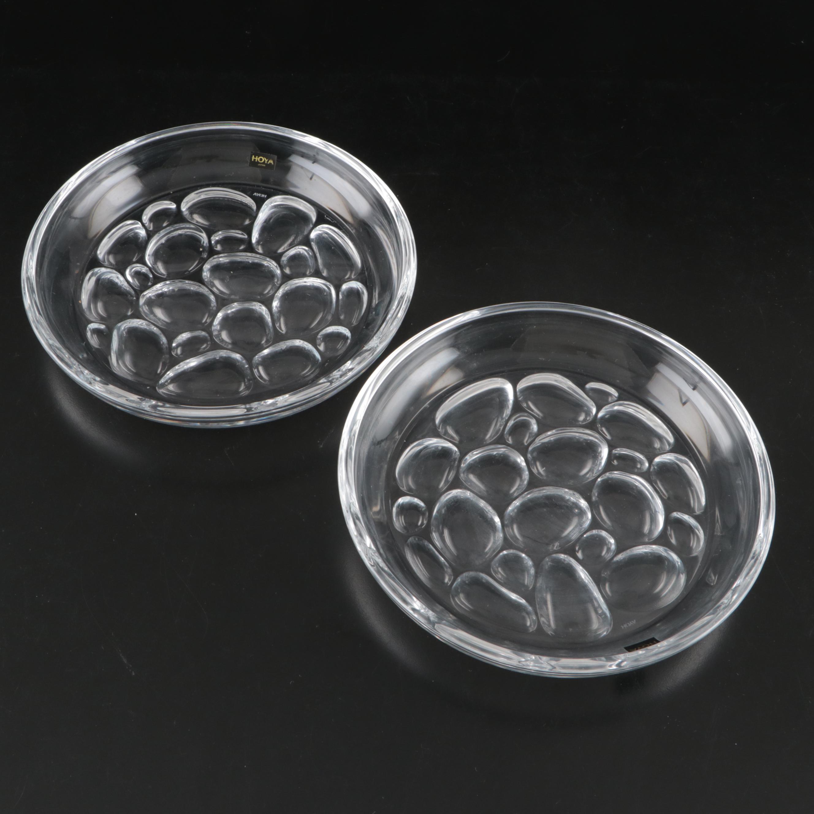 Hoya Japanese "Pebbles" Plates with Cut and Polished Crystal
