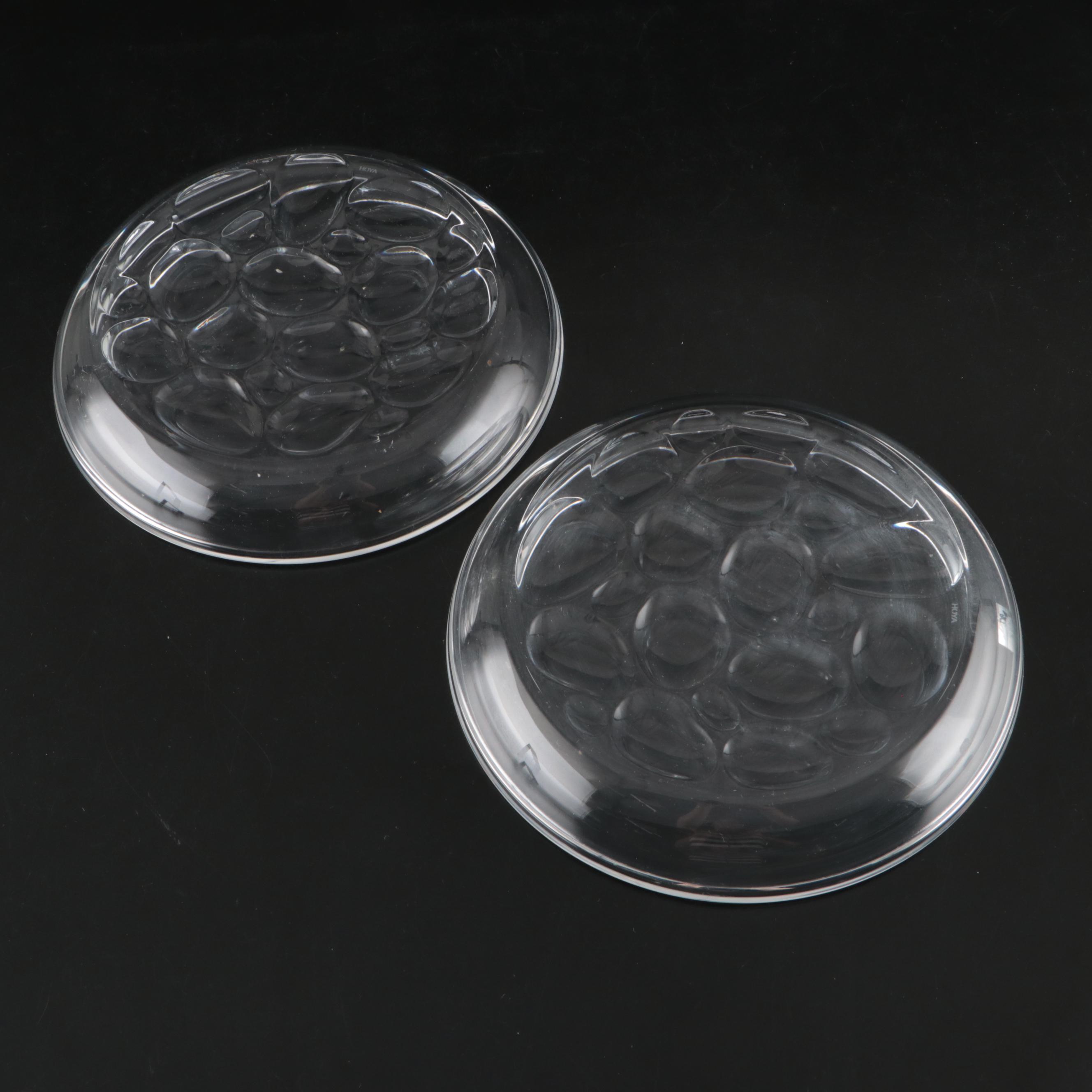 Hoya Japanese "Pebbles" Plates with Cut and Polished Crystal