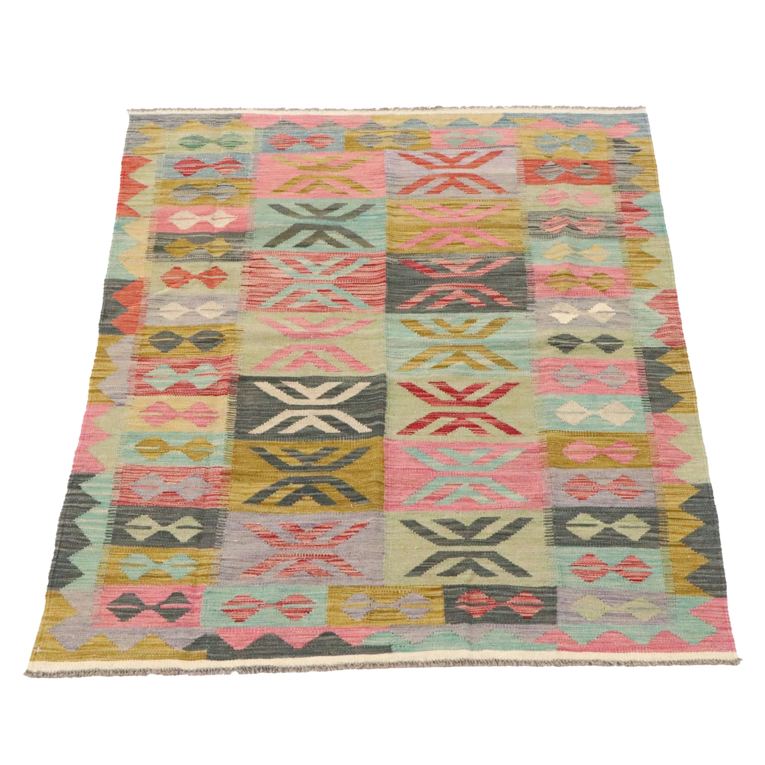 5' x 6'10 Handwoven Pakistani Kilim Area Rug