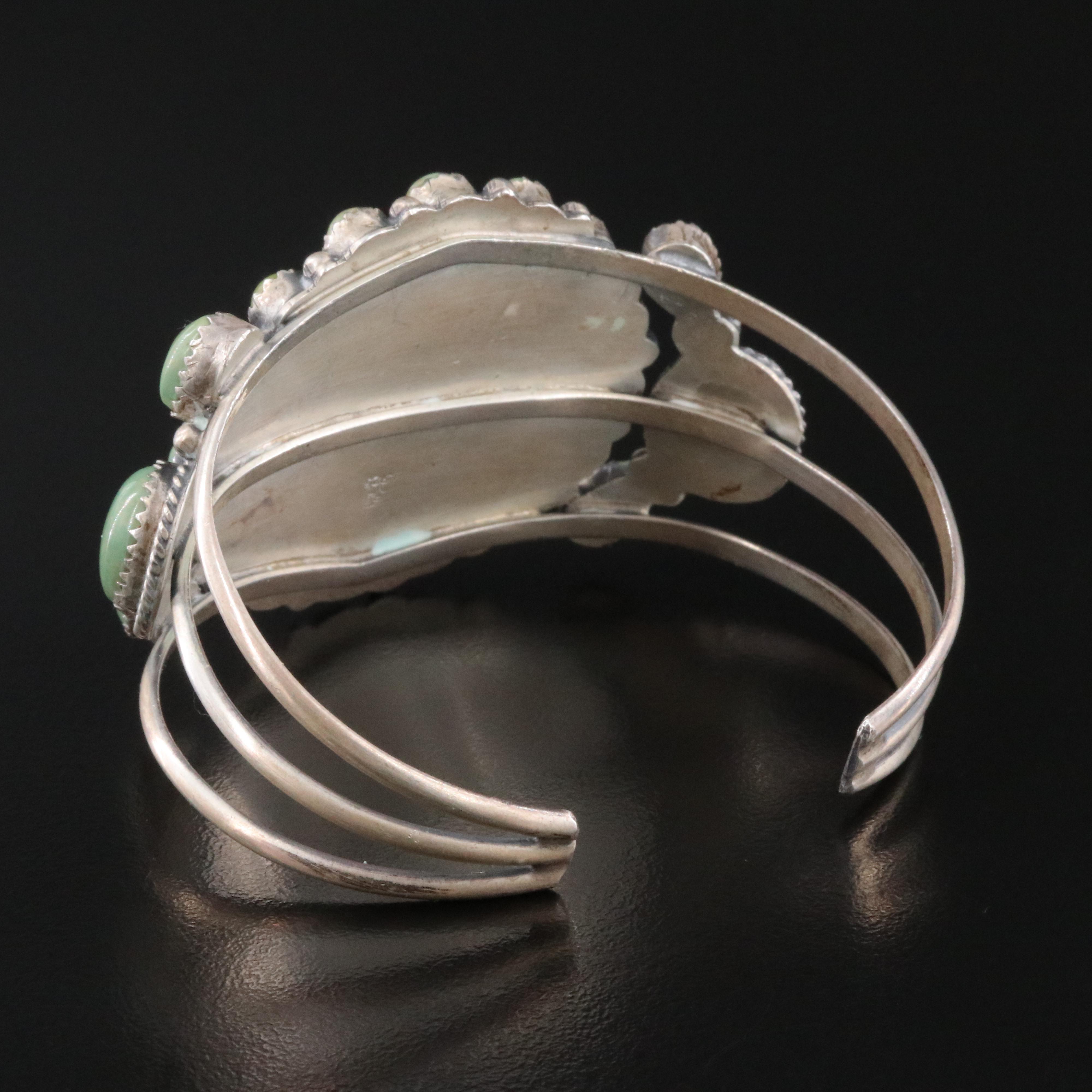 Running Bear Shop Sterling Turquoise Cluster Cuff Bracelet