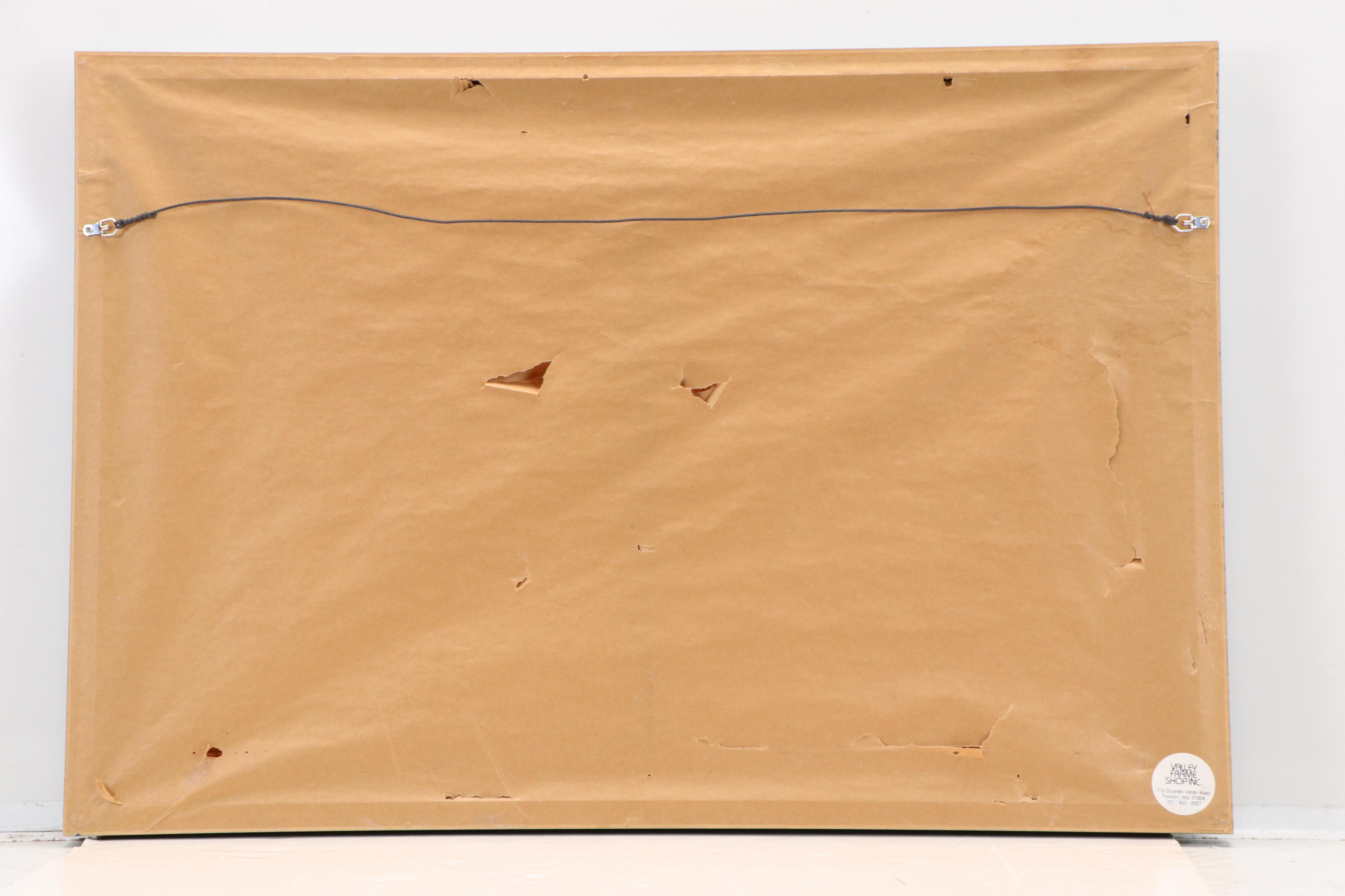 John Adamos Manol Oil Painting of Homestead in Wooded Landscape with Figures