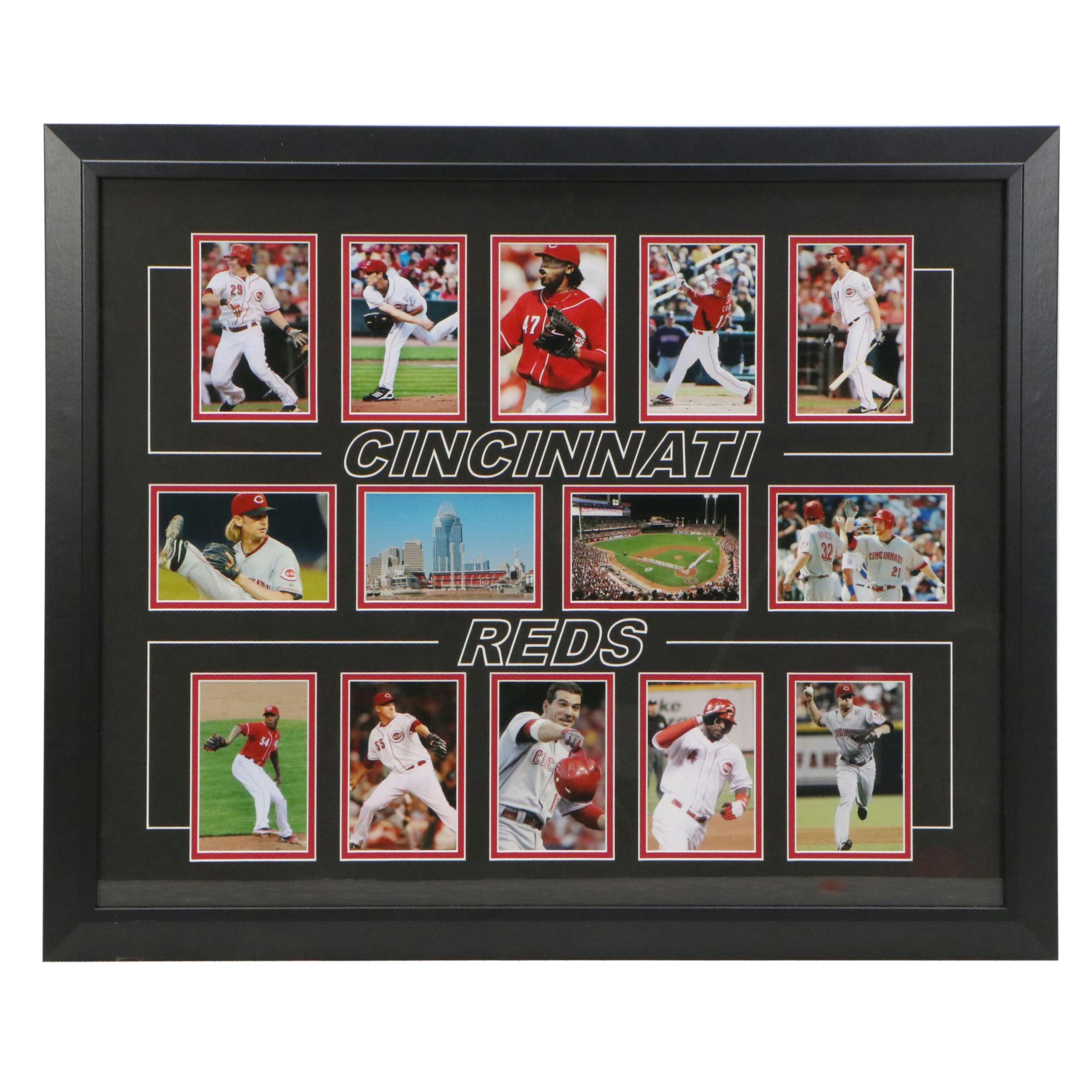 Cincinnati Reds Baseball Display Featuring Joey Votto, Aroldis Chapman, and More