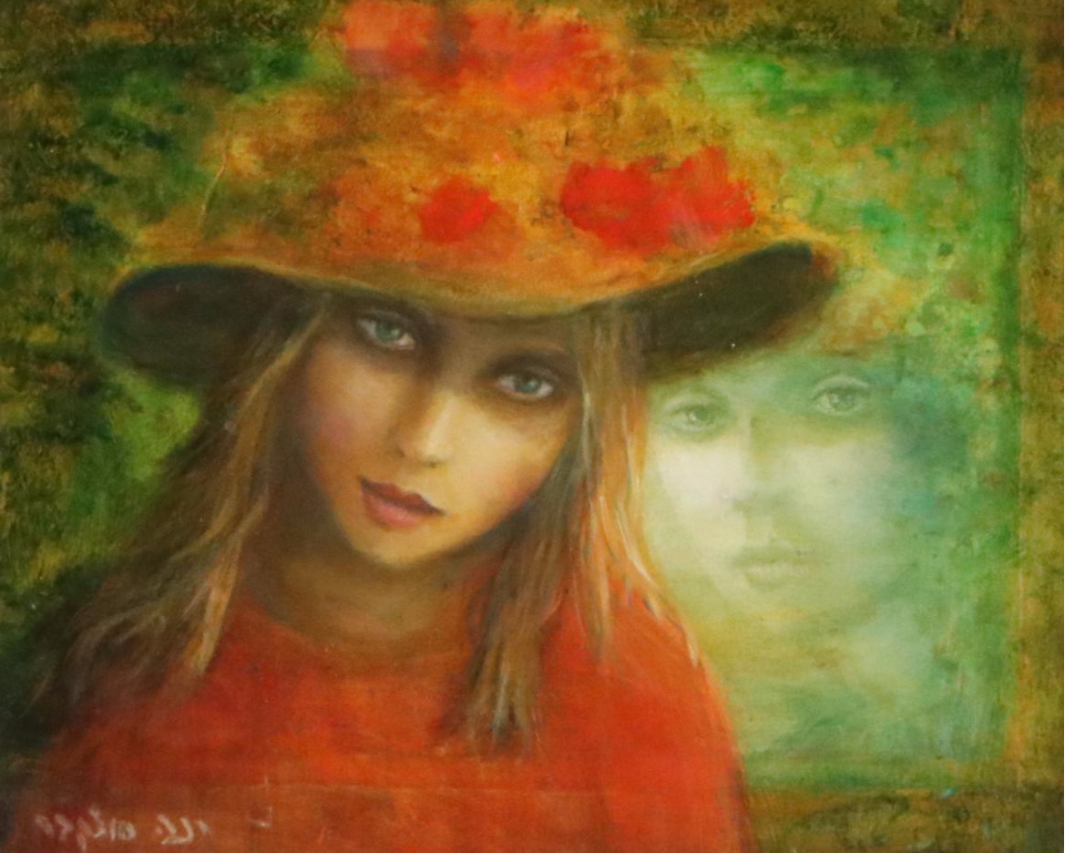 Rina Sutzkever Oil Painting of Woman in Floral Hat