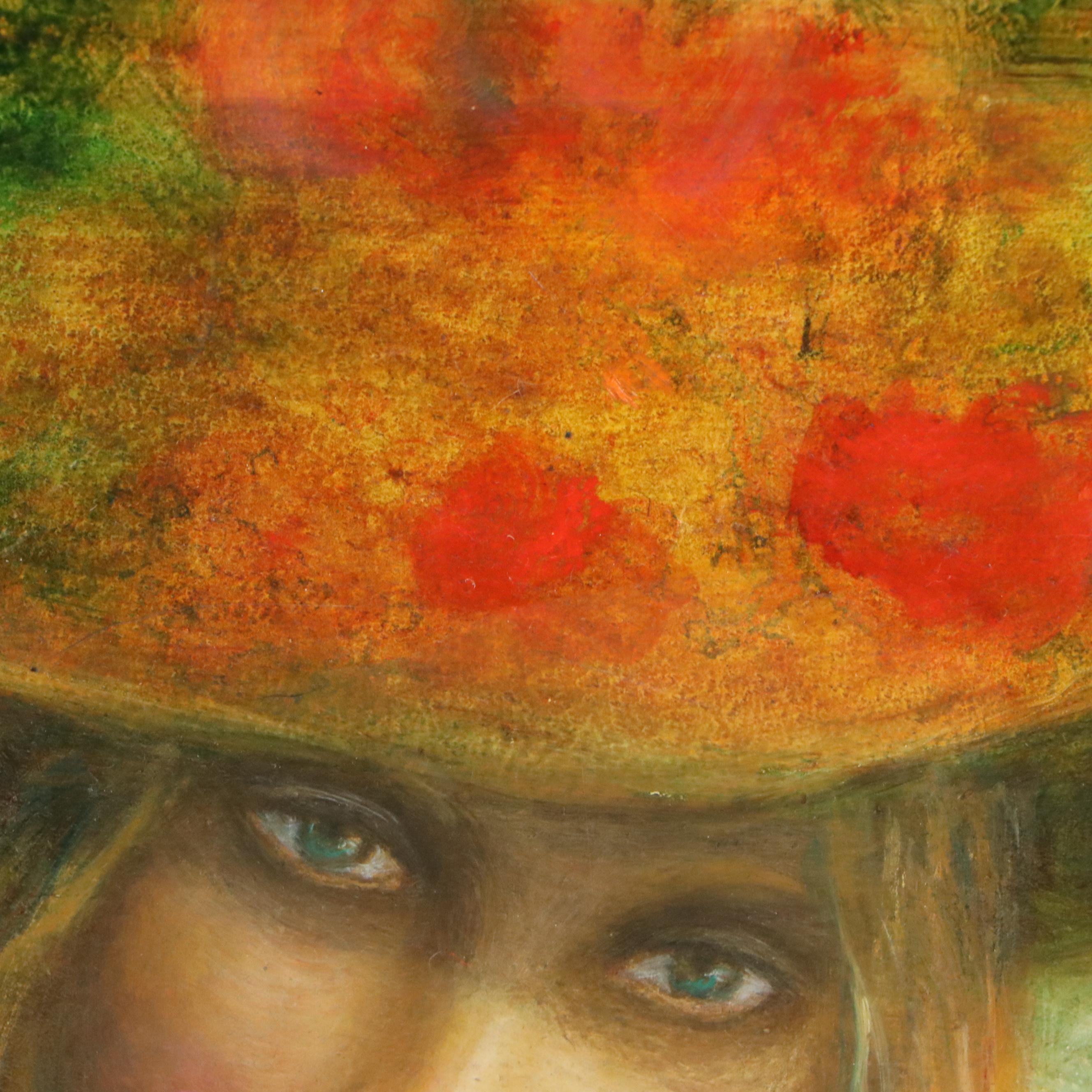 Rina Sutzkever Oil Painting of Woman in Floral Hat