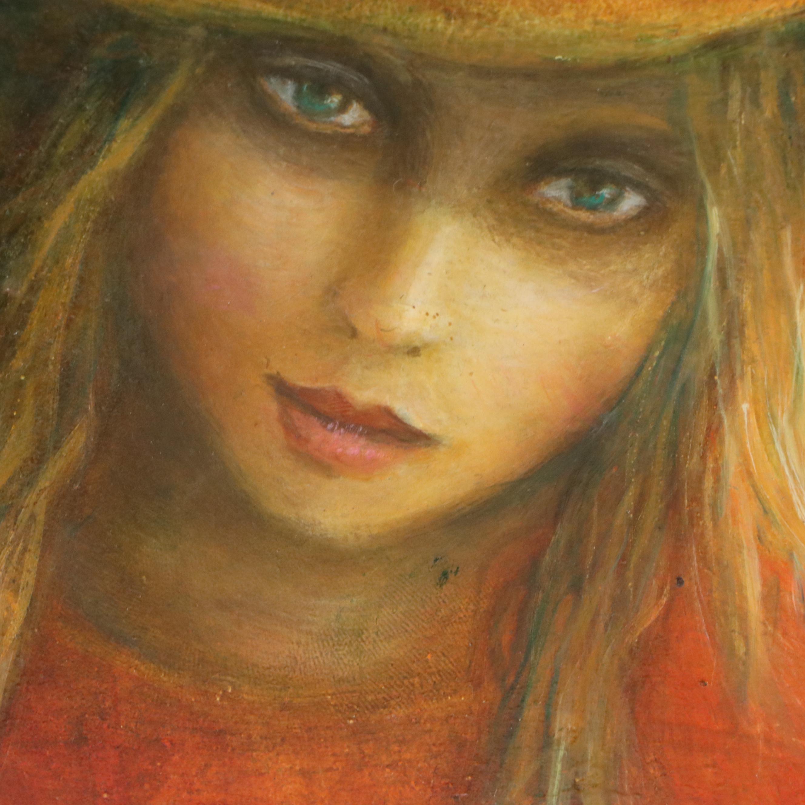 Rina Sutzkever Oil Painting of Woman in Floral Hat