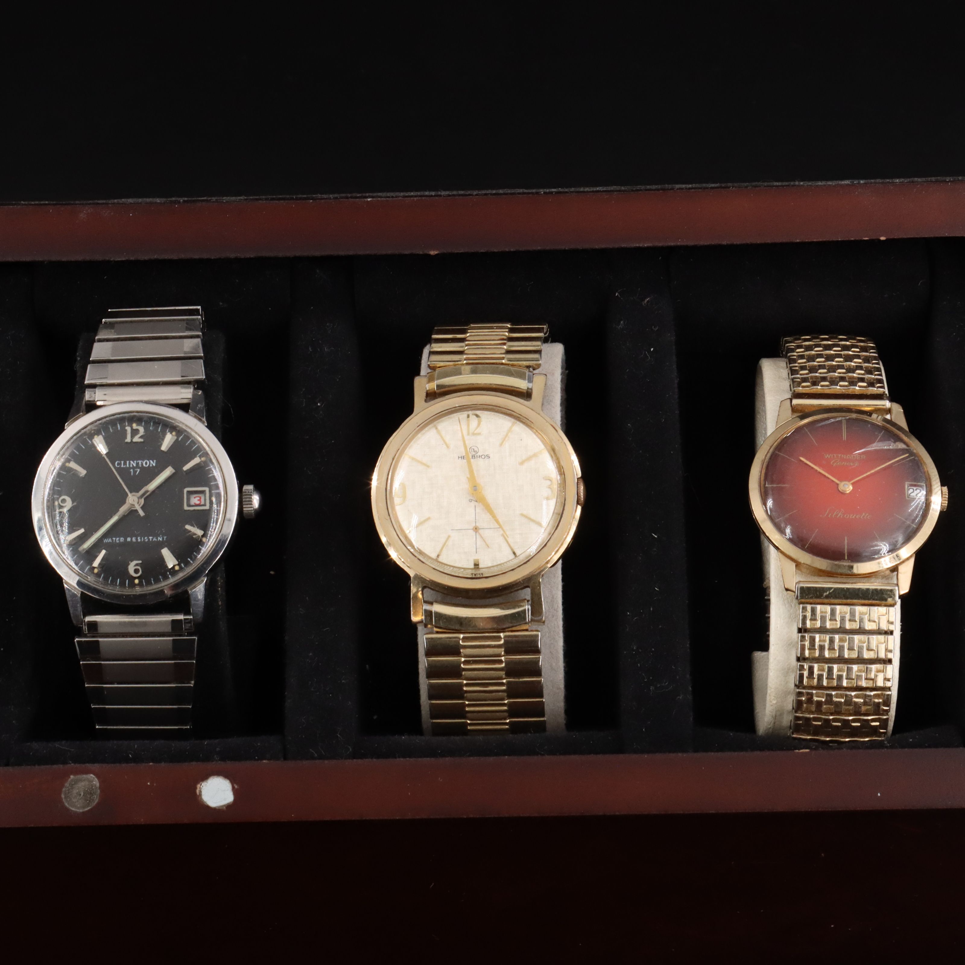 Selection of Mechanical and Quartz Watches in Mahogany Wood Watch Box