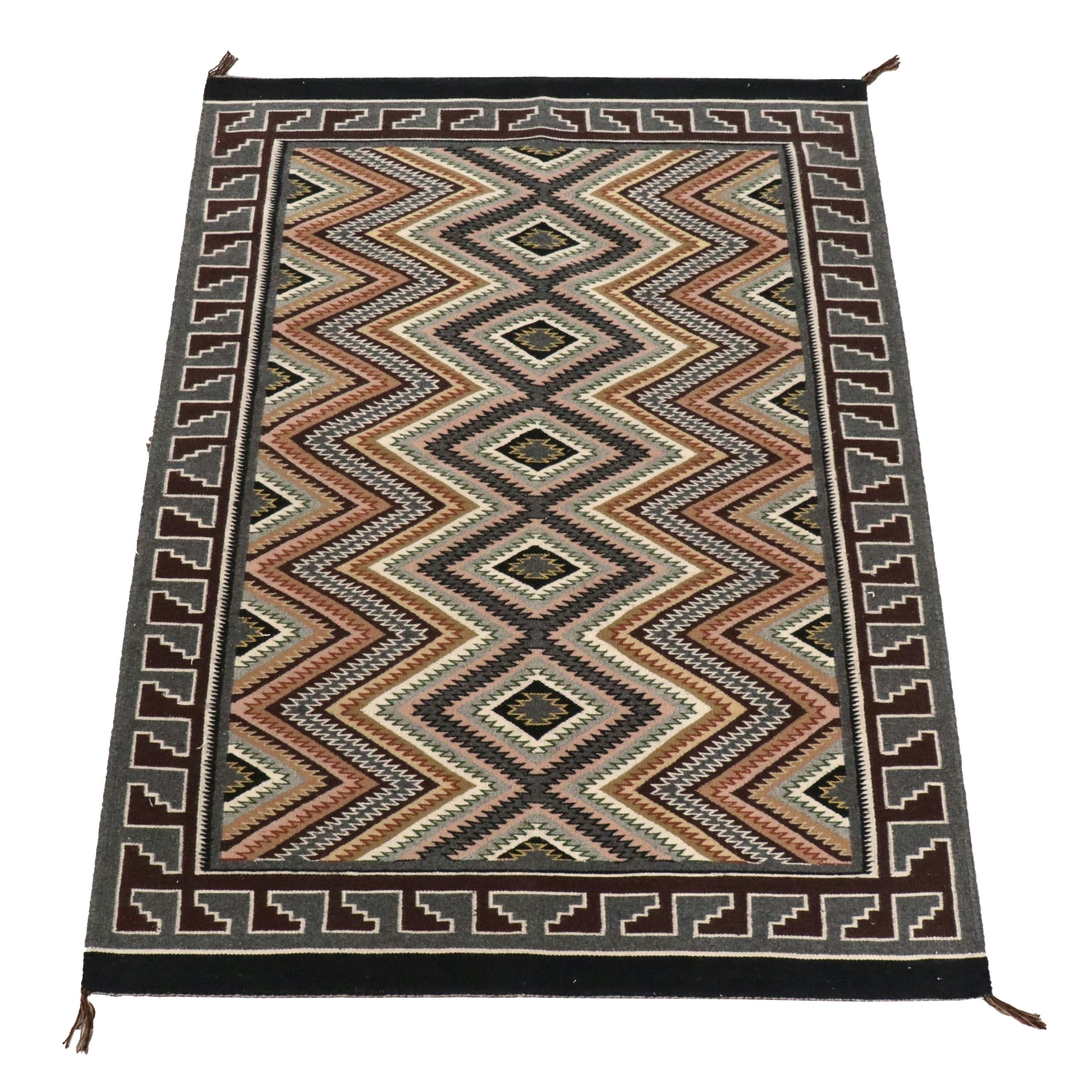 3'8 x 5' Handwoven Navajo Eye Dazzler Accent Rug