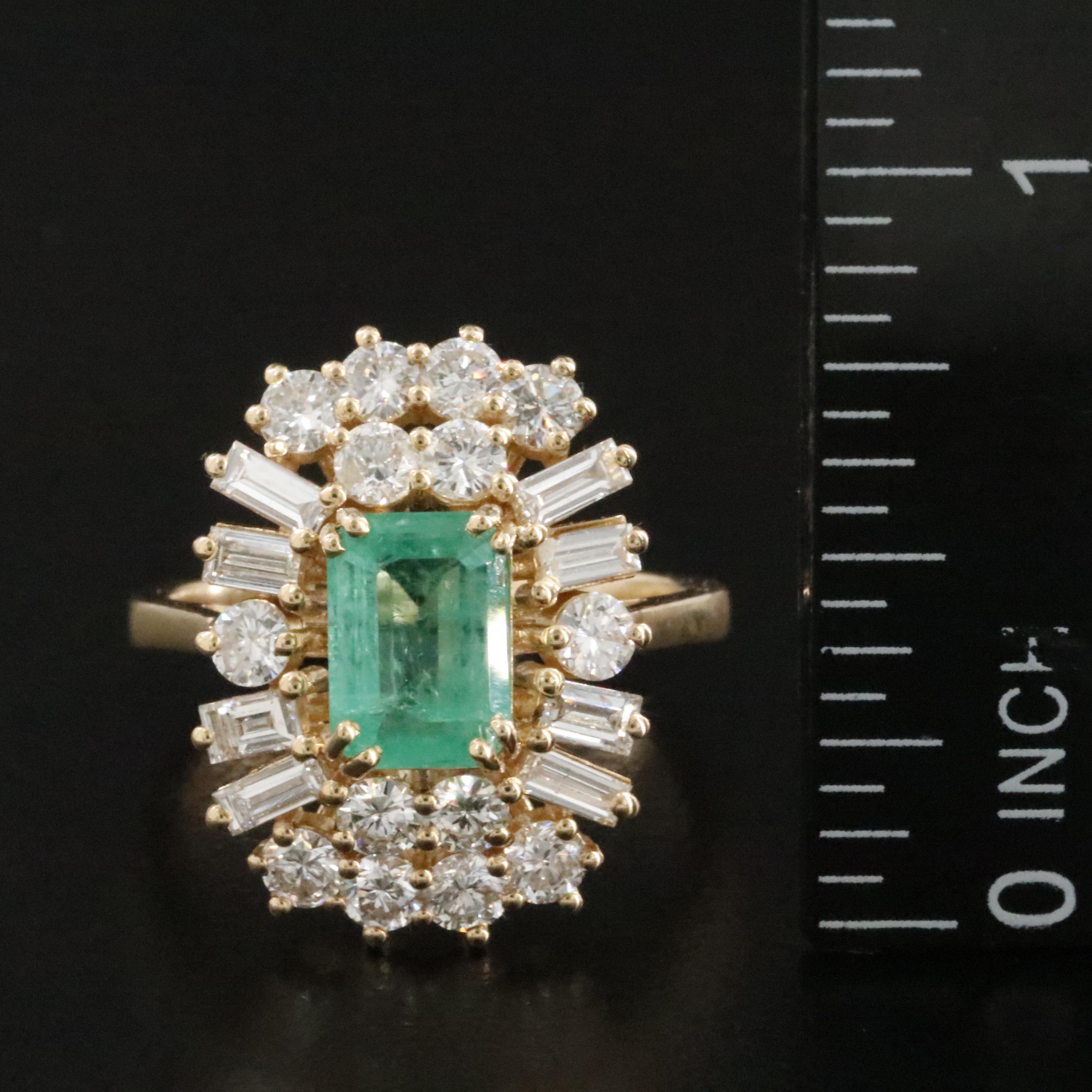 18K 1.16 CT Emerald and 1.71 CTW Diamond Ring
