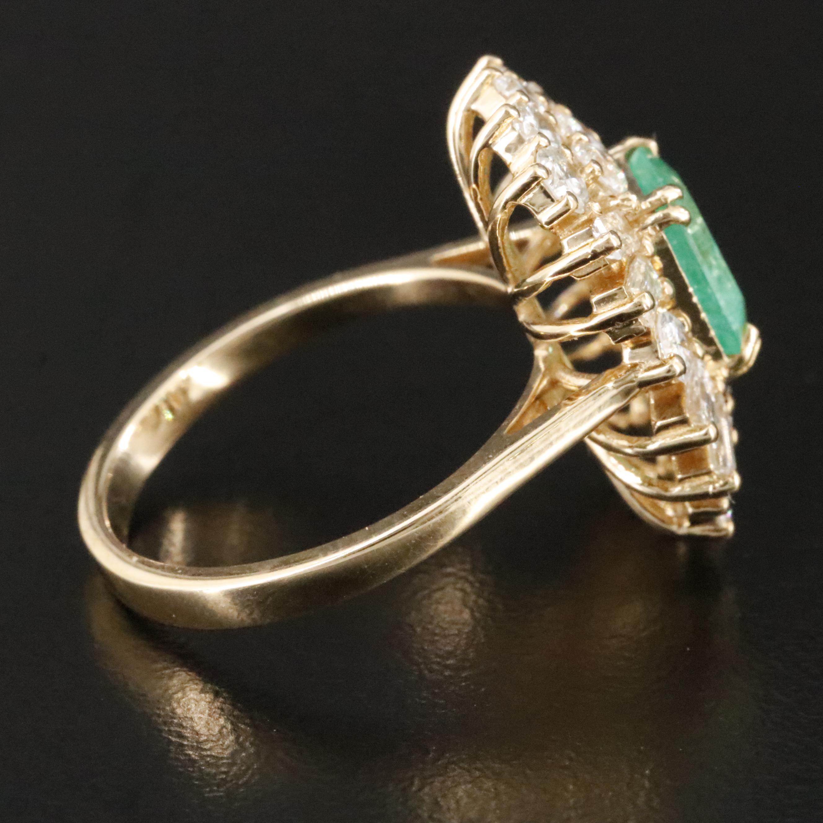 18K 1.16 CT Emerald and 1.71 CTW Diamond Ring