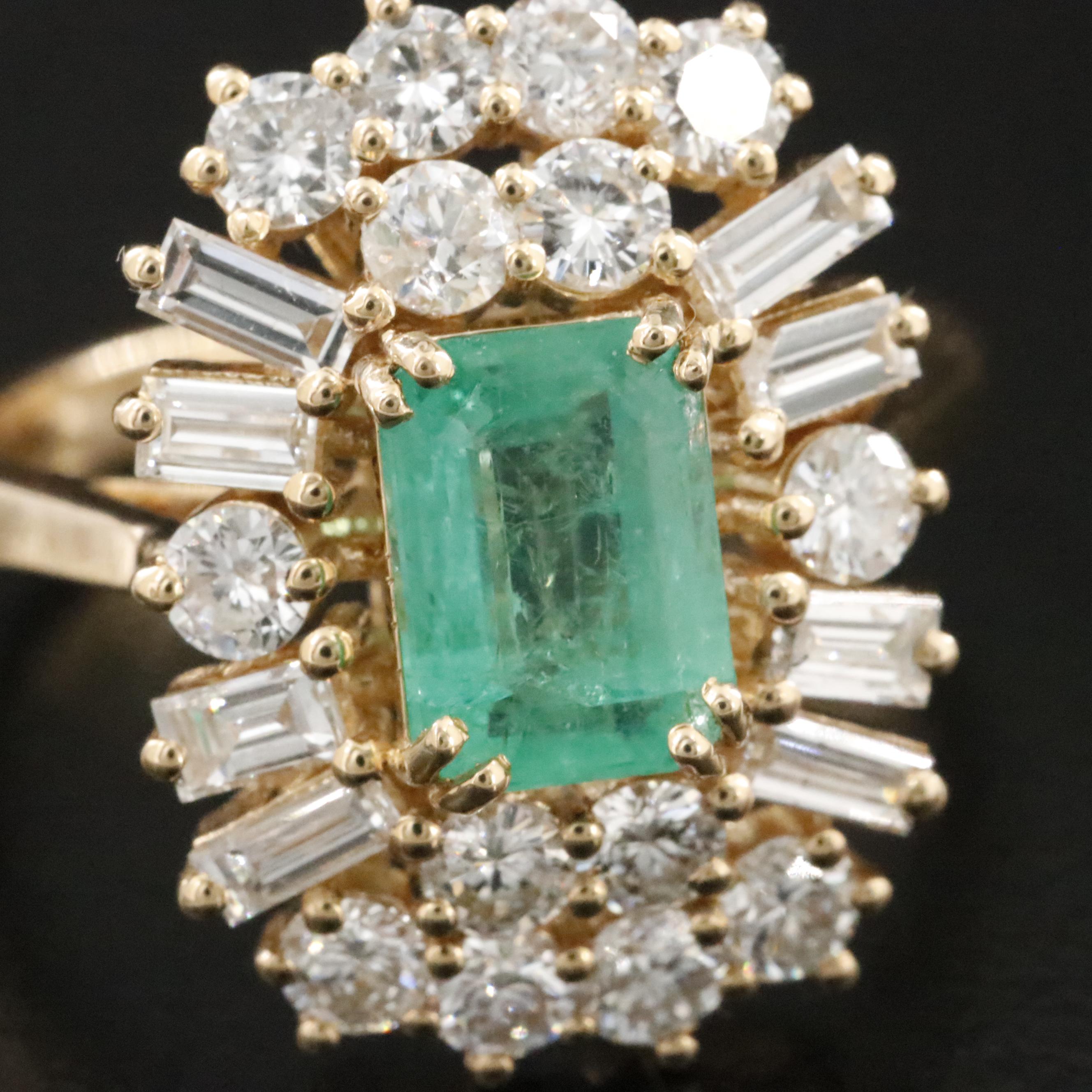 18K 1.16 CT Emerald and 1.71 CTW Diamond Ring