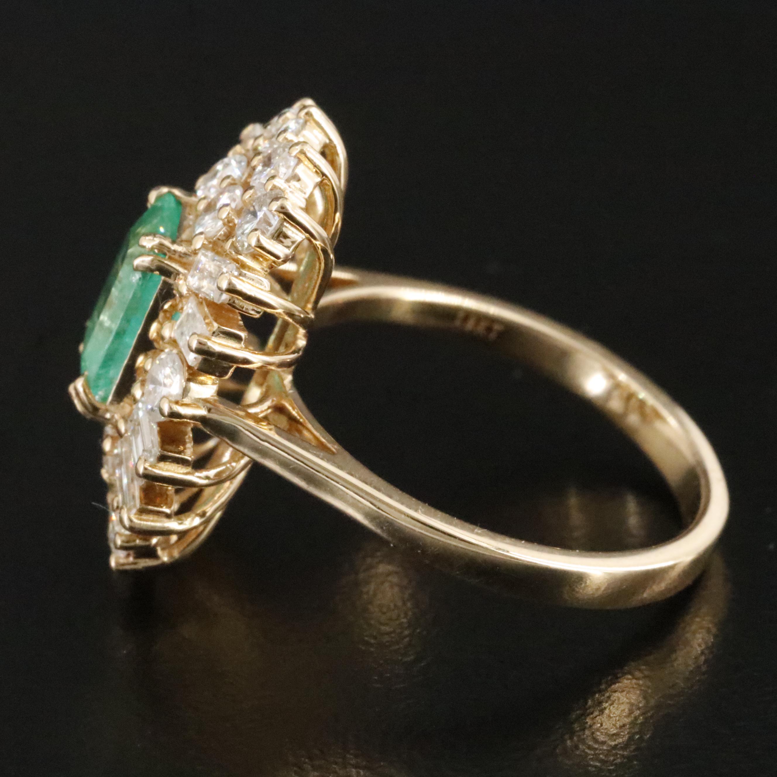 18K 1.16 CT Emerald and 1.71 CTW Diamond Ring