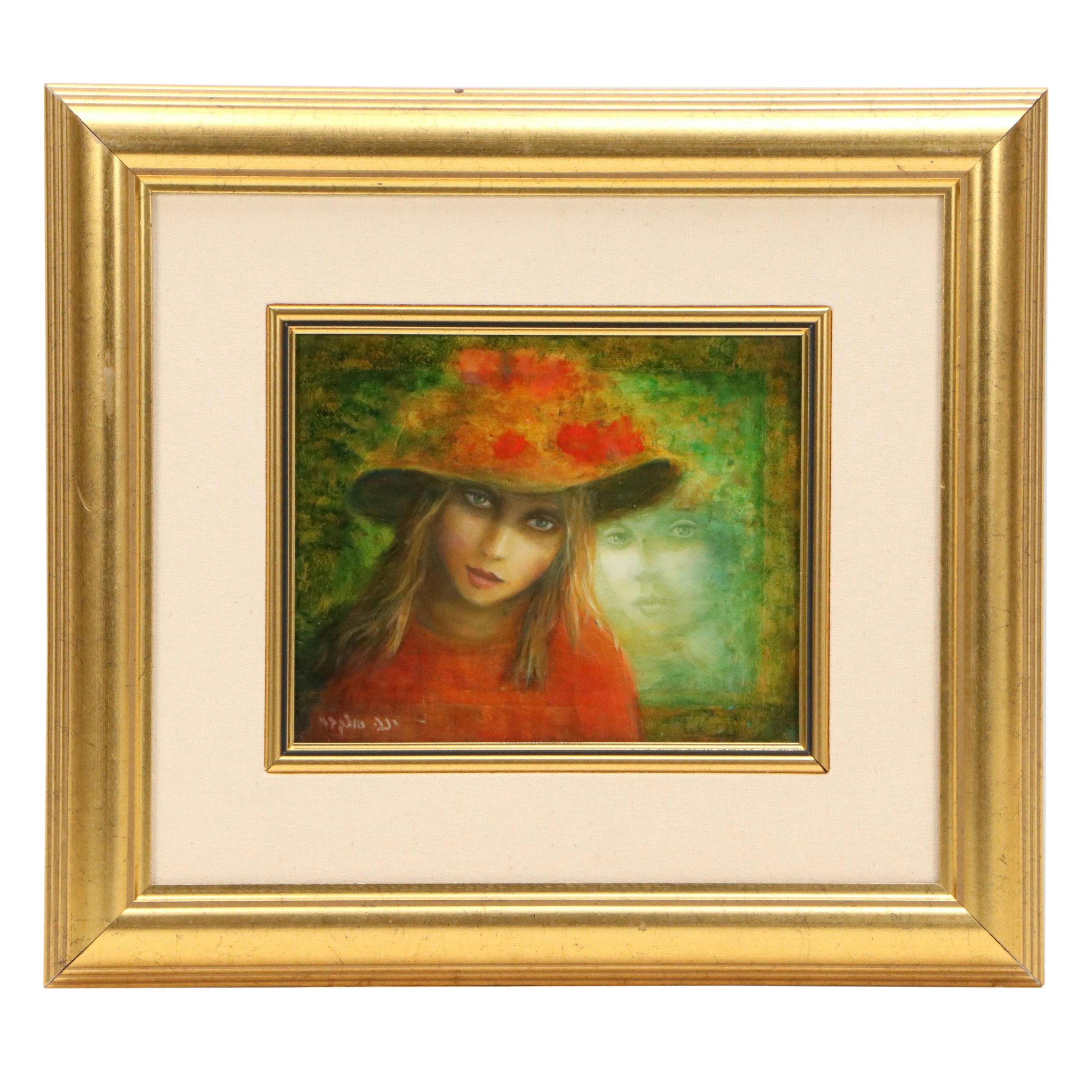 Rina Sutzkever Oil Painting of Woman in Floral Hat