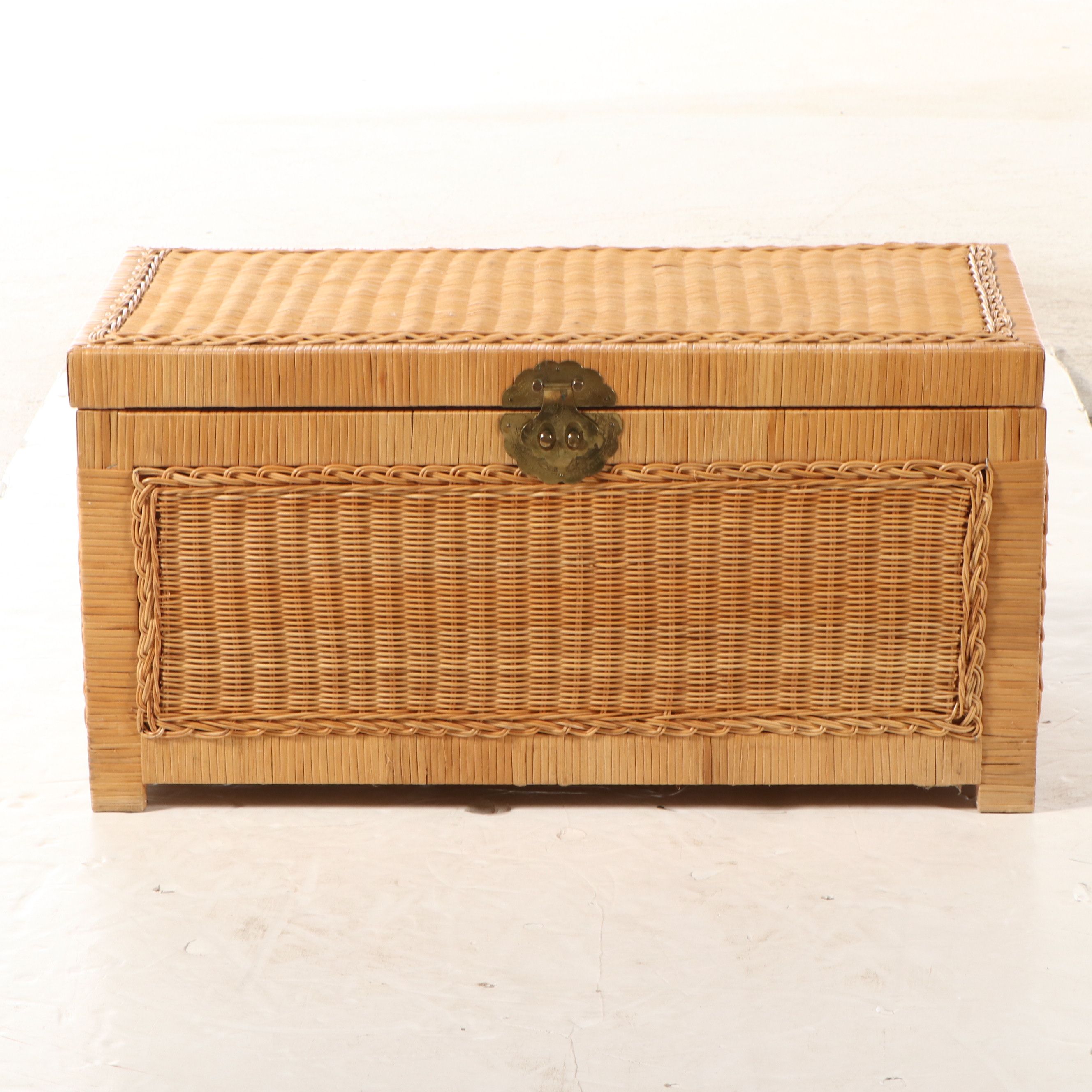 Chinese Style Rattan Wicker Blanket Chest