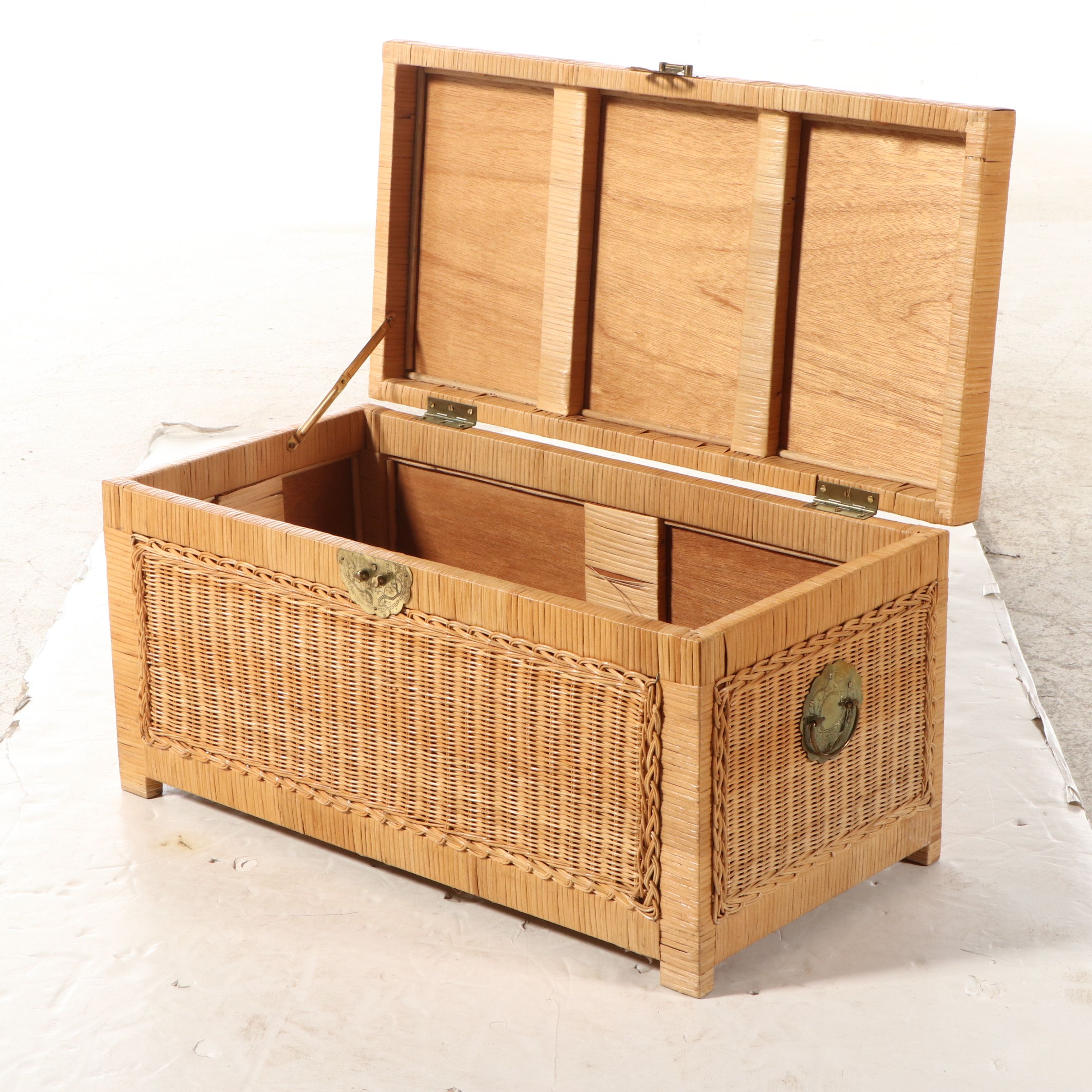 Chinese Style Rattan Wicker Blanket Chest
