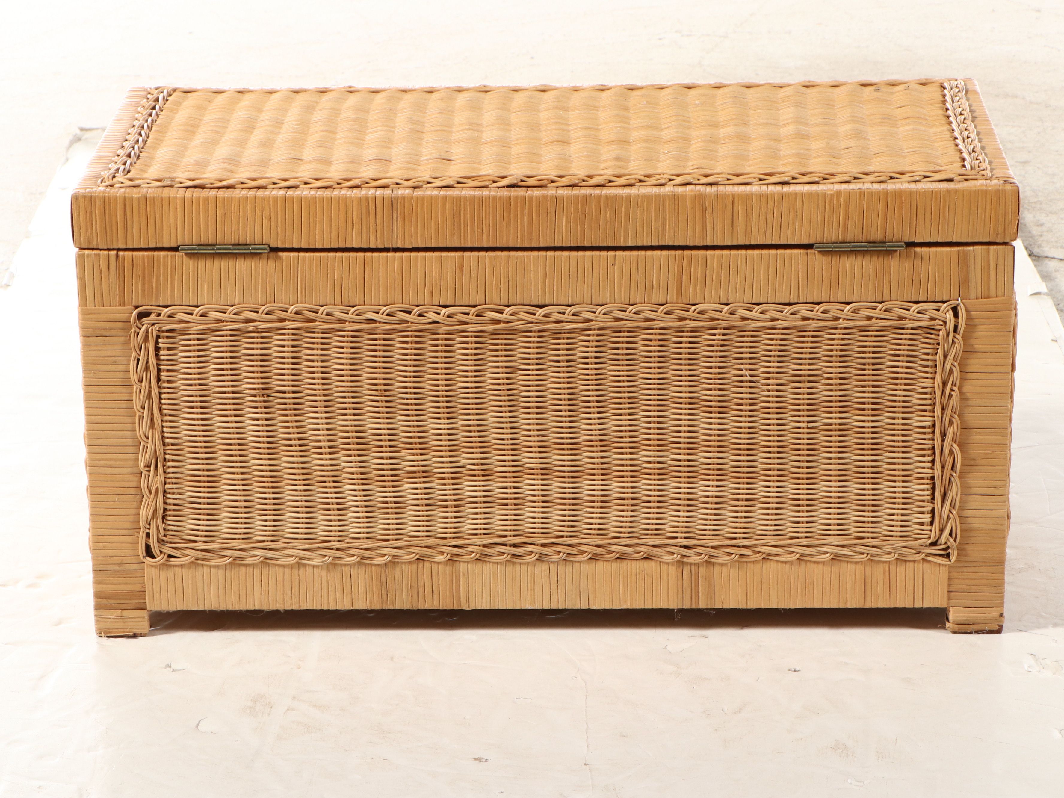 Chinese Style Rattan Wicker Blanket Chest