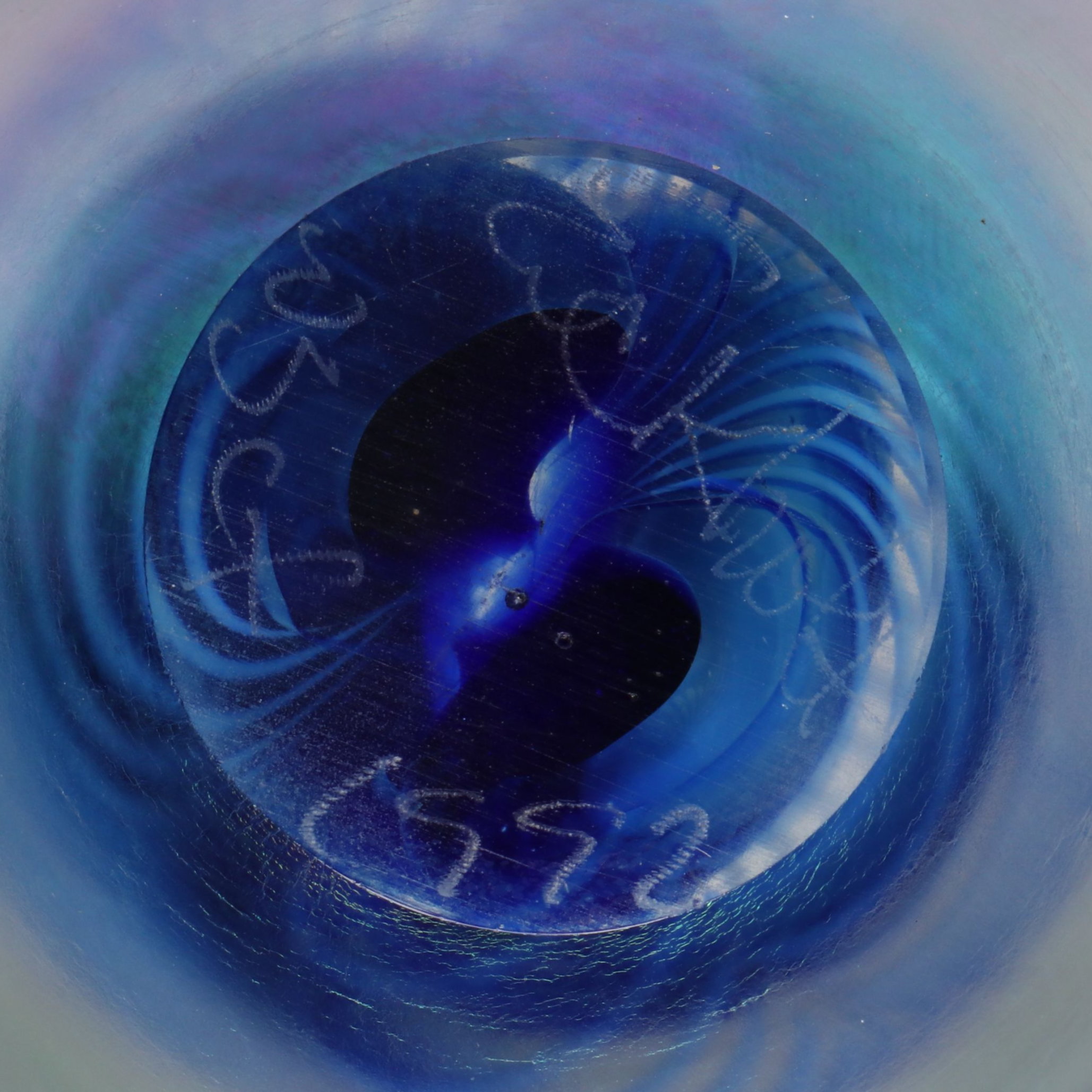 Robert Eickholt Blue Dichroic Hand-Blown Paperweight with Other Art Glass