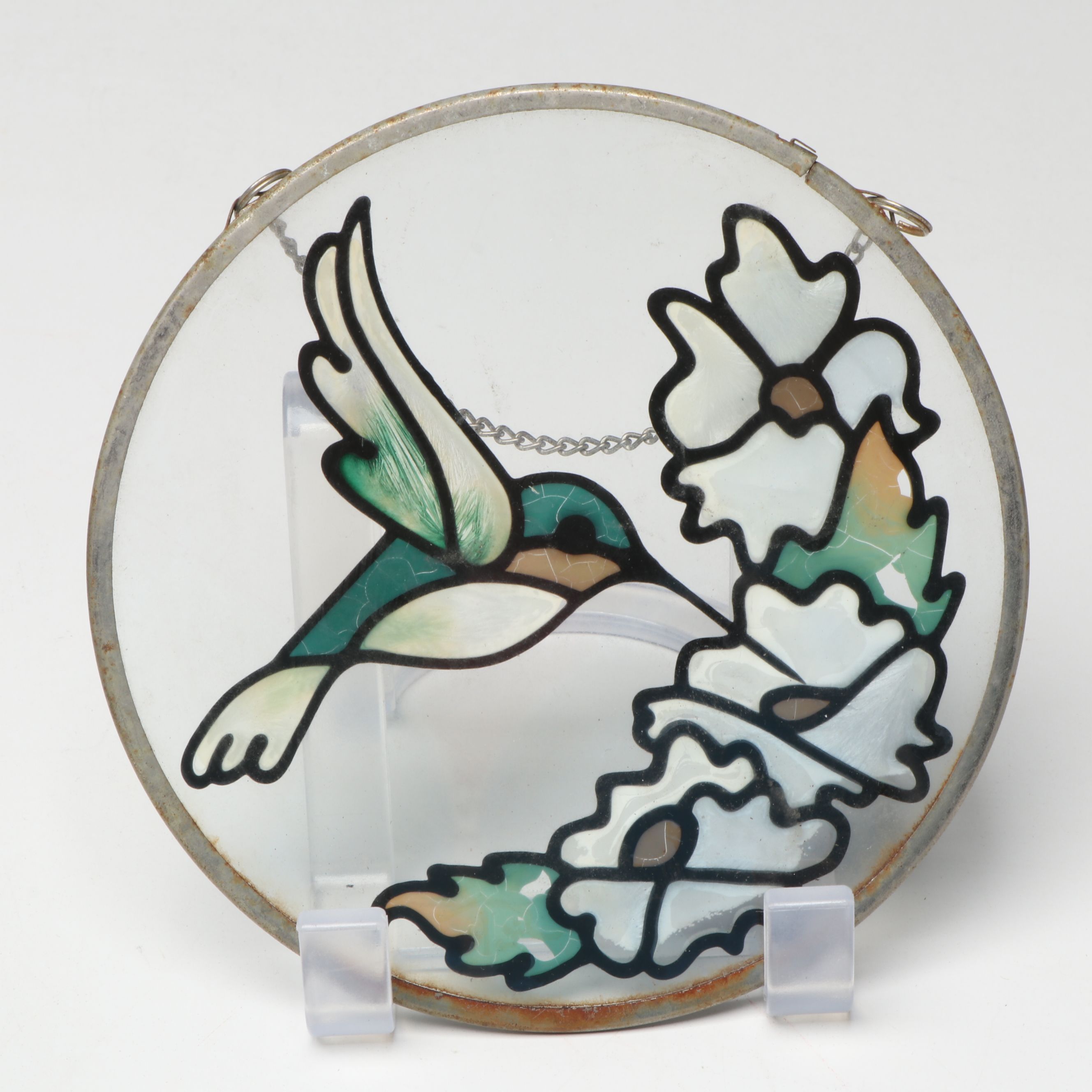 Baum Bros. Formalities Cat Figurine with Calendar Plate and Bird Glass Panels