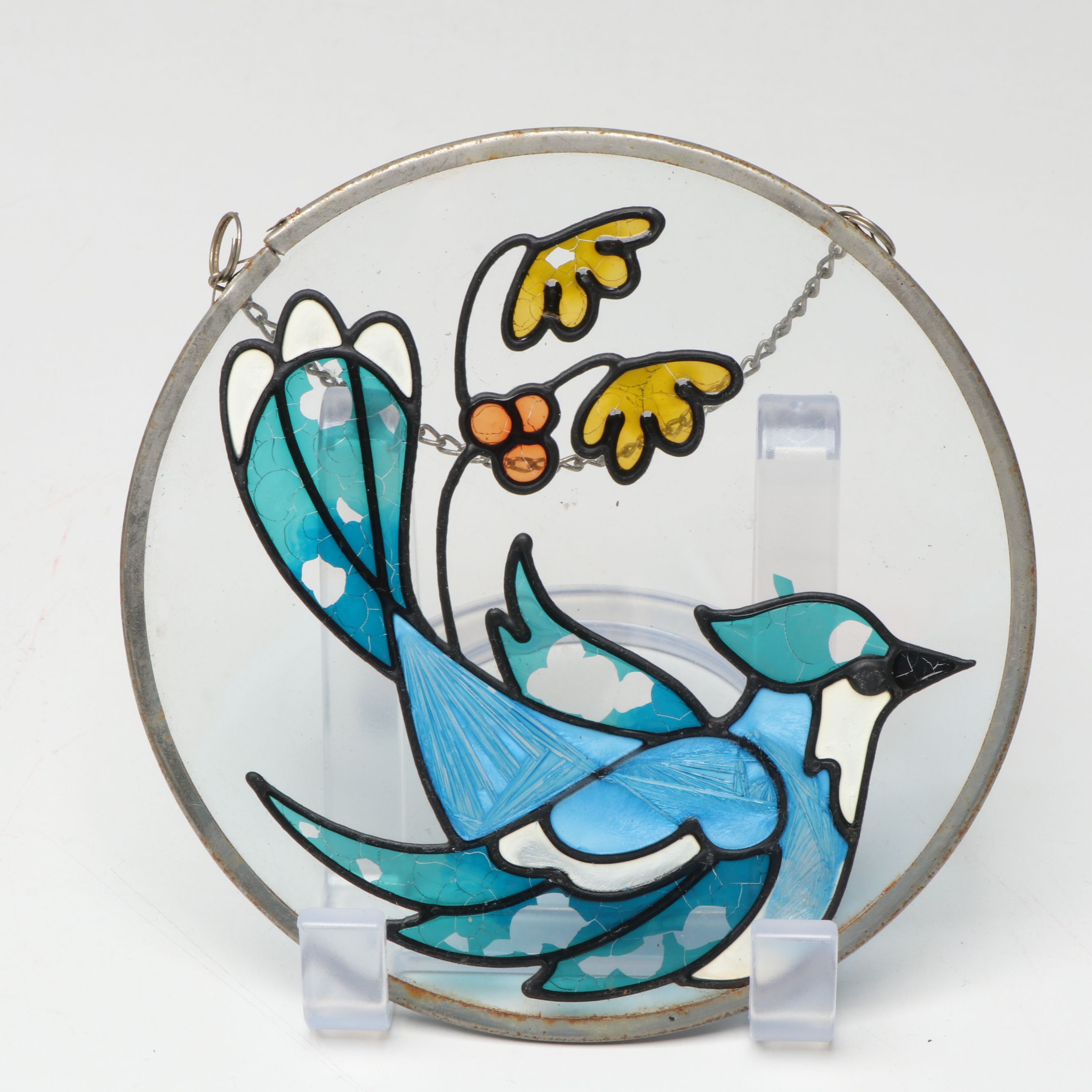 Baum Bros. Formalities Cat Figurine with Calendar Plate and Bird Glass Panels