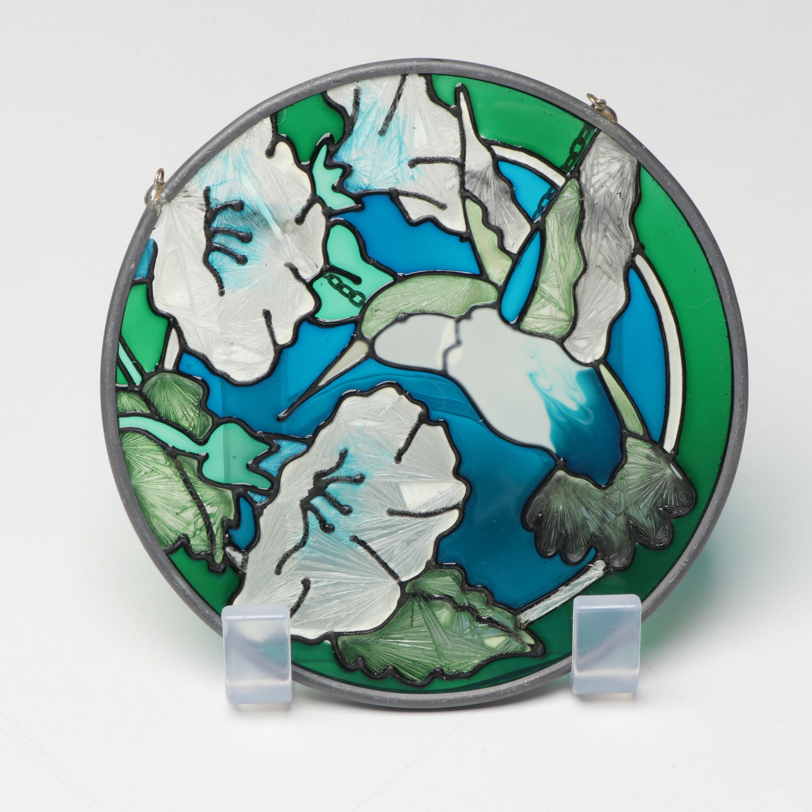 Baum Bros. Formalities Cat Figurine with Calendar Plate and Bird Glass Panels