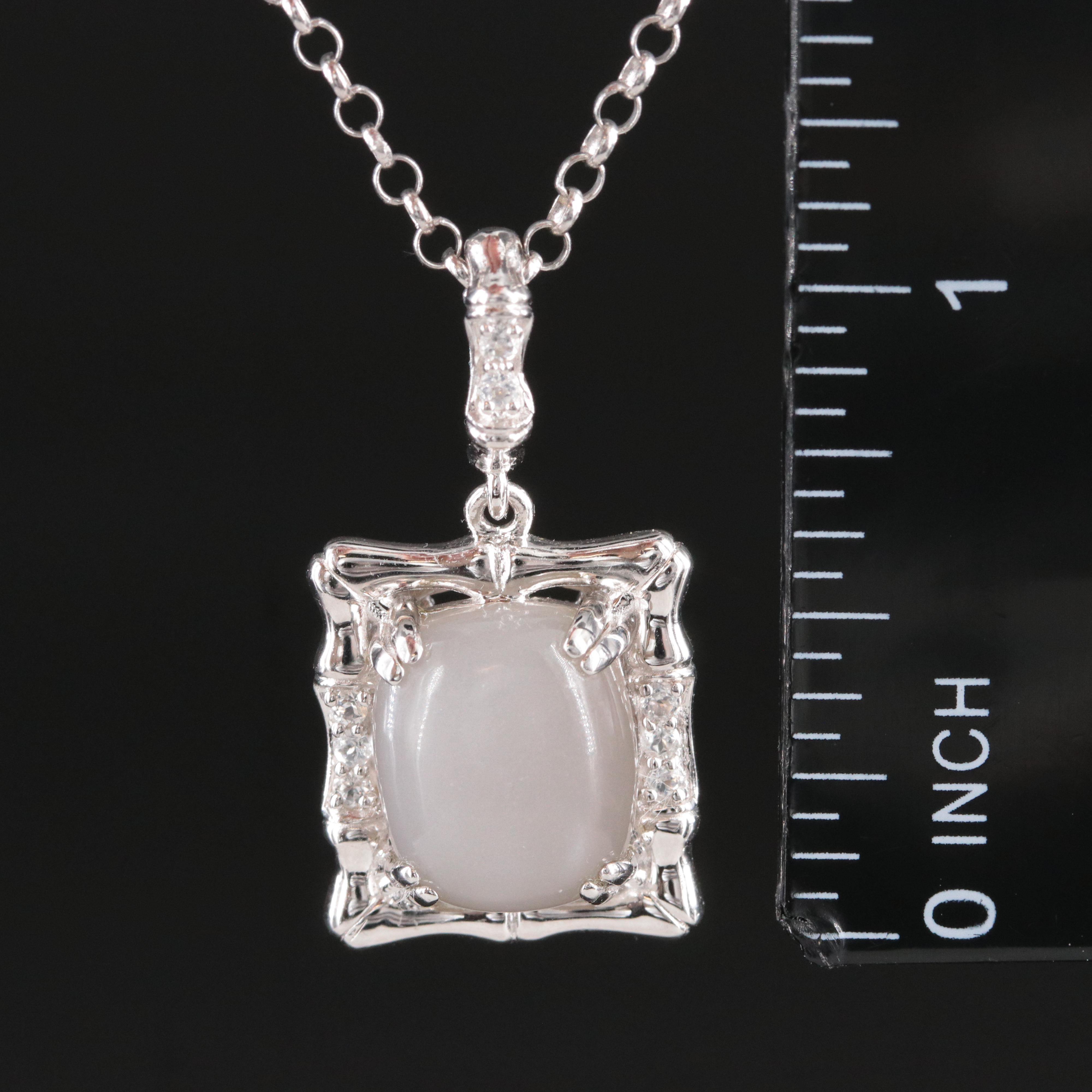 Carlo Viani Sterling Moonstone and White Topaz Pendant Necklace