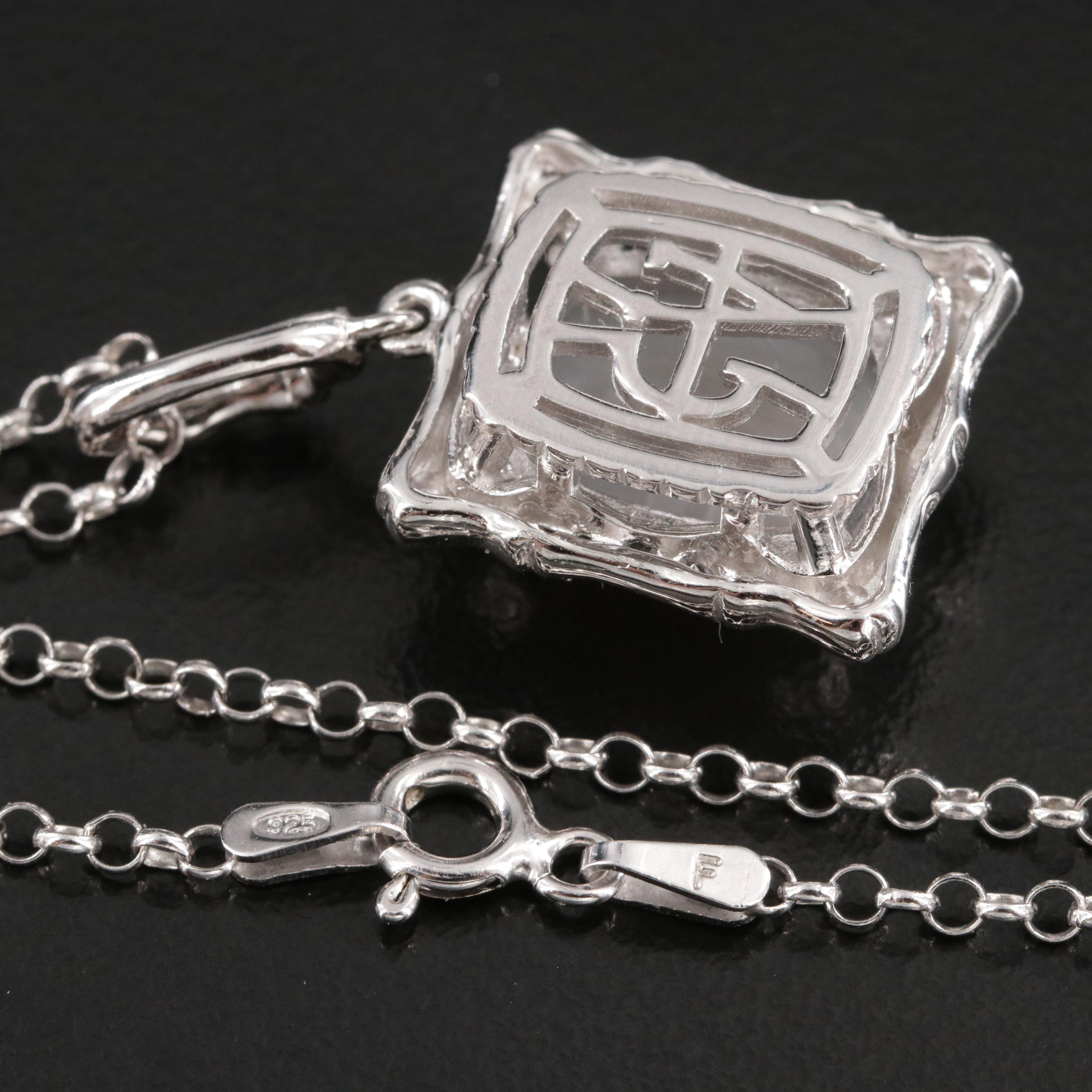 Carlo Viani Sterling Moonstone and White Topaz Pendant Necklace