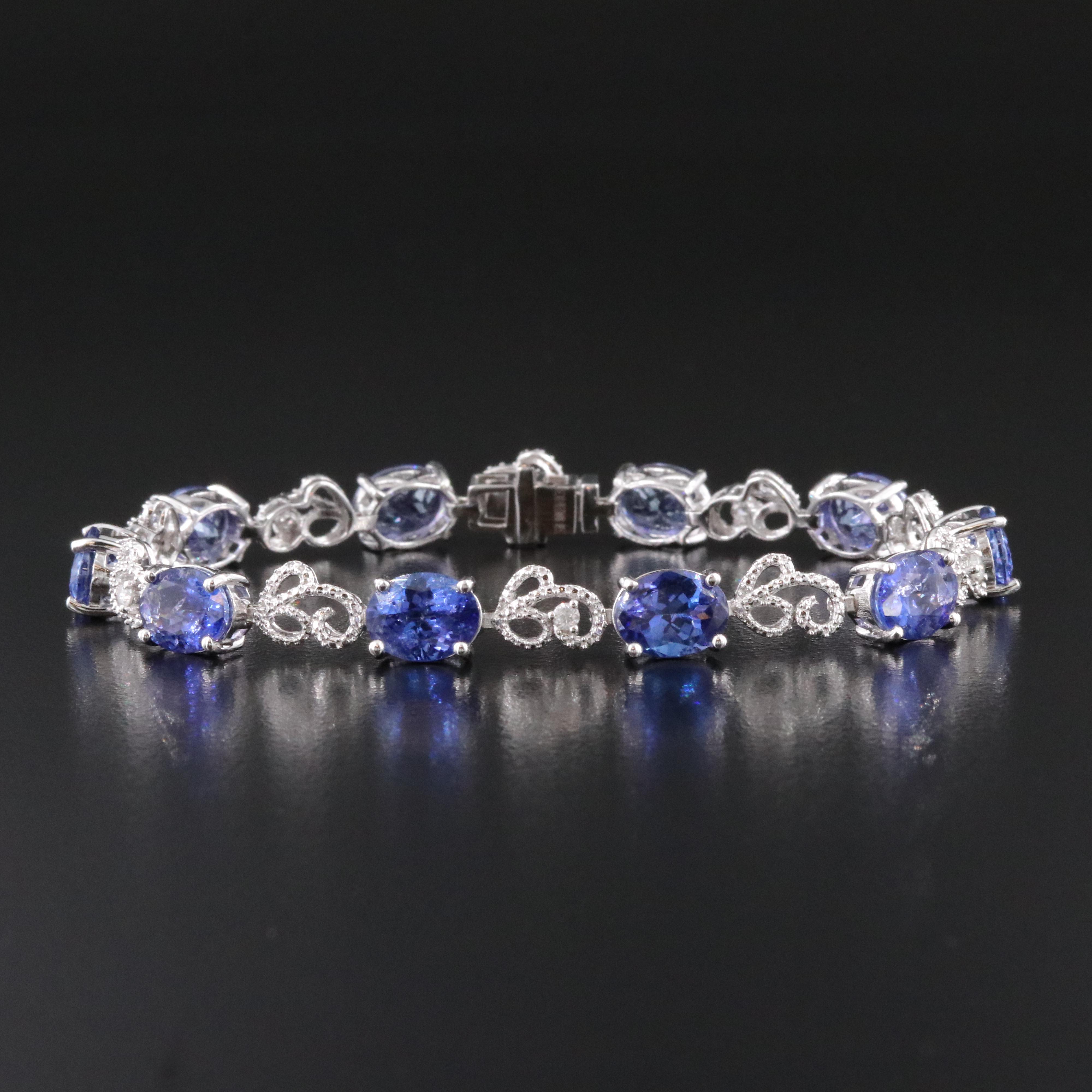 Oscar Friedman Sterling Tanzanite and Diamond Bracelet
