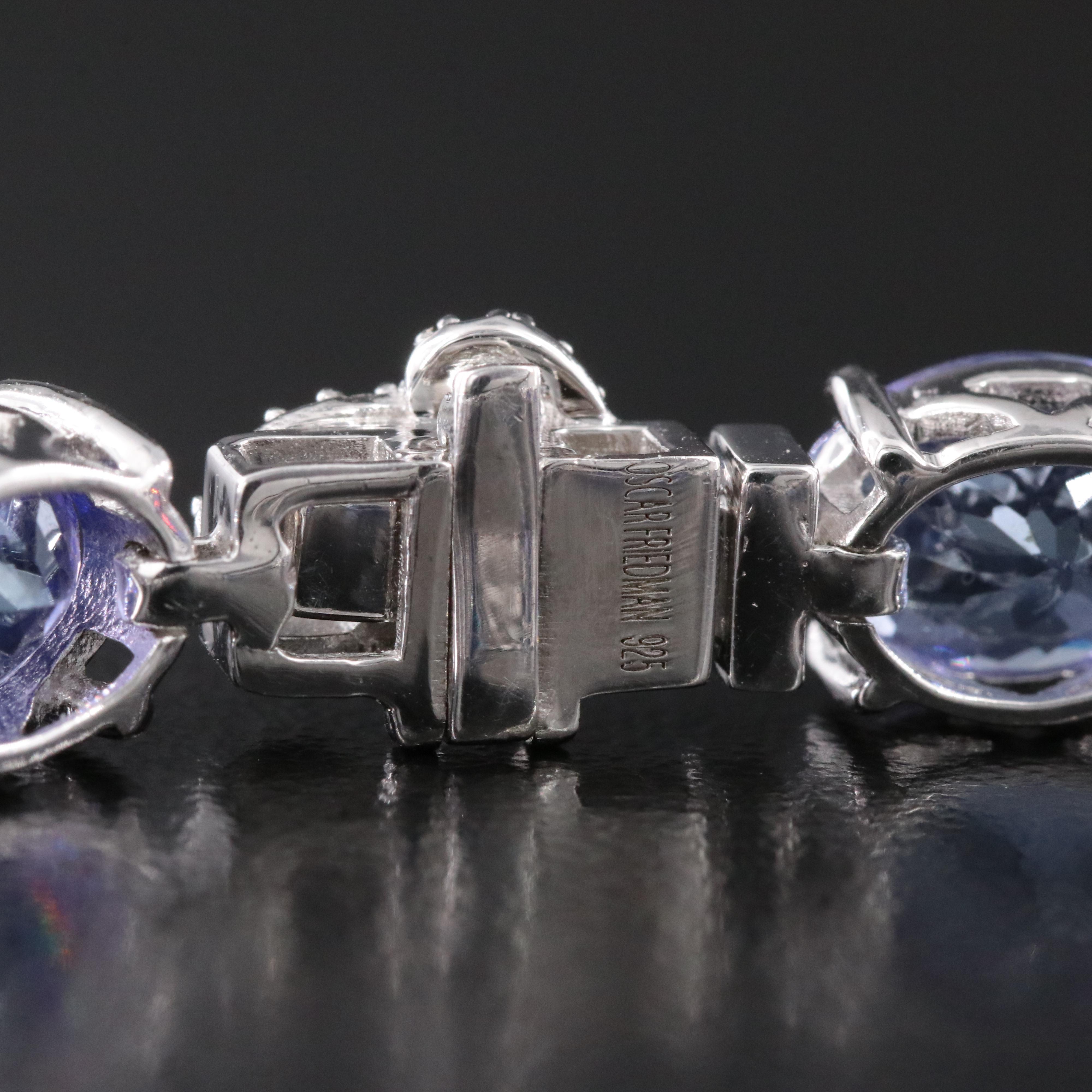 Oscar Friedman Sterling Tanzanite and Diamond Bracelet