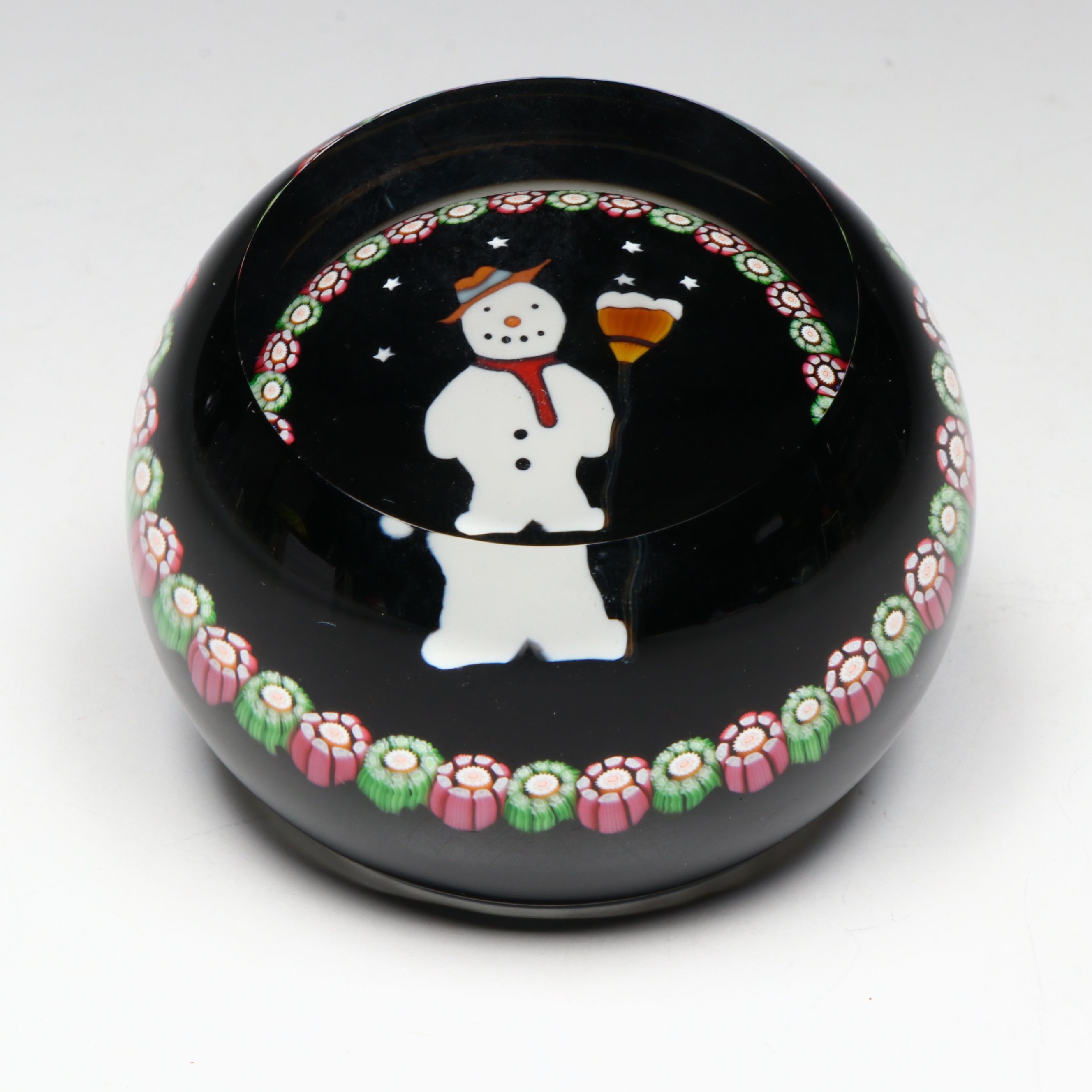 Perthshire Millefiori Art Glass Holiday Paperweight, 1992