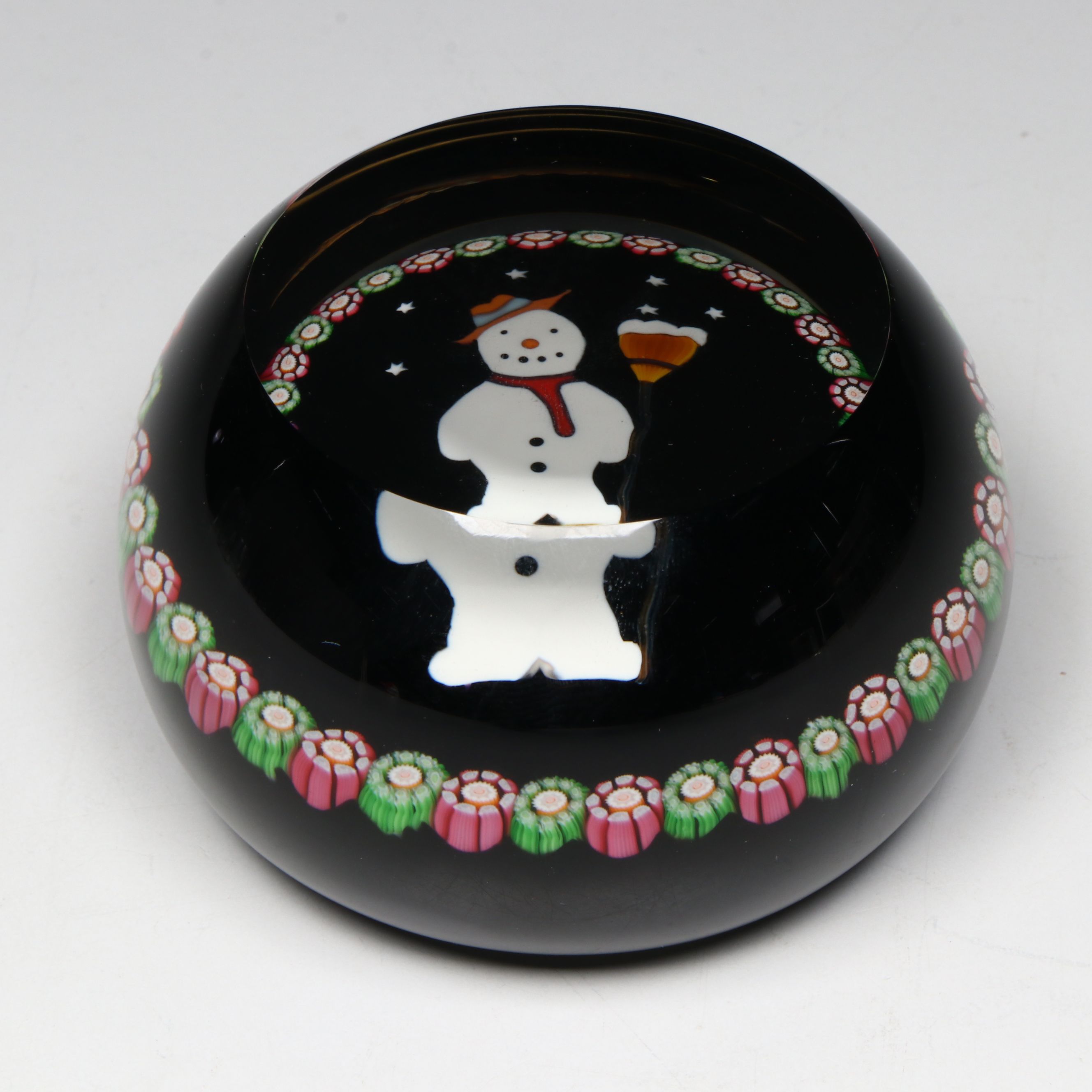 Perthshire Millefiori Art Glass Holiday Paperweight, 1992