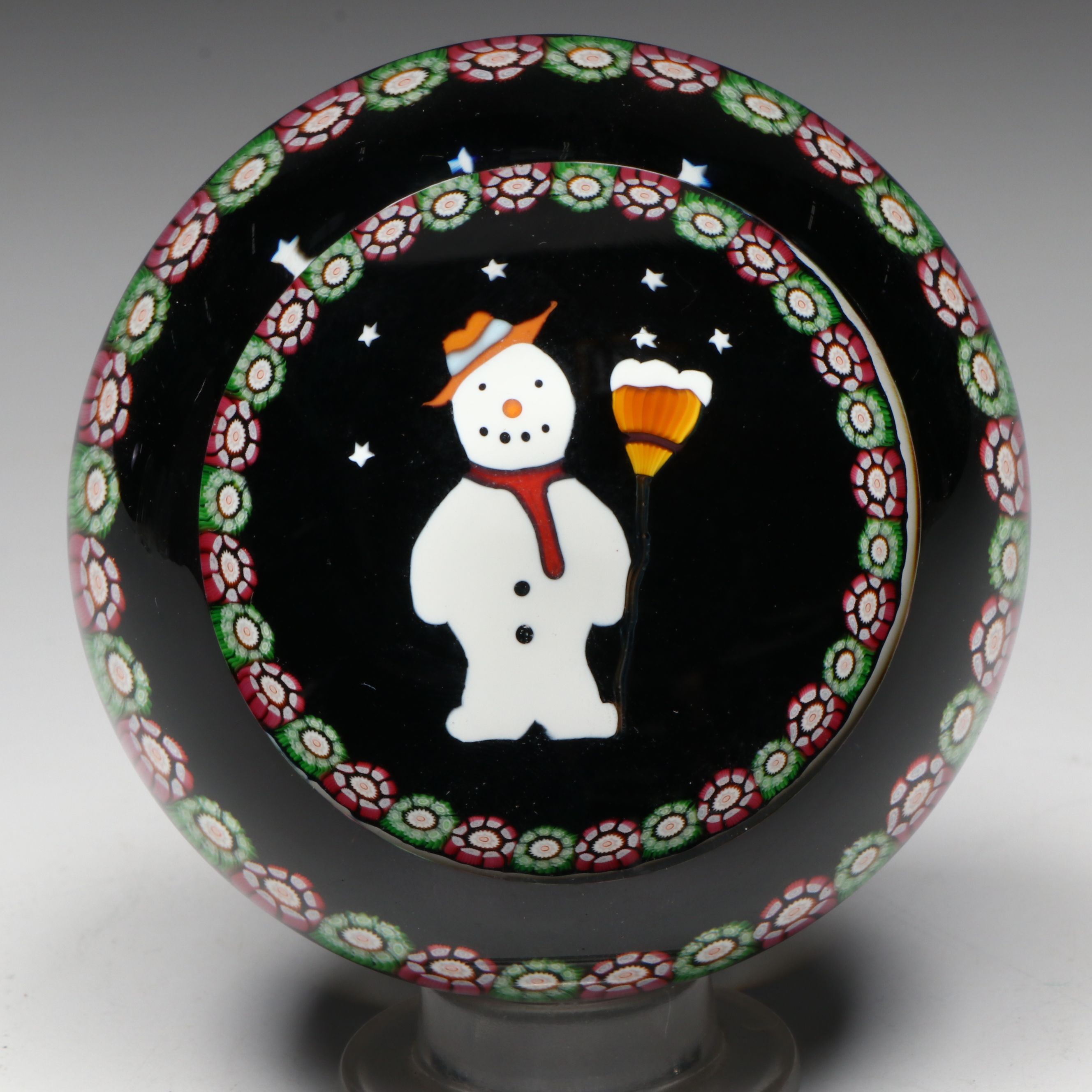 Perthshire Millefiori Art Glass Holiday Paperweight, 1992