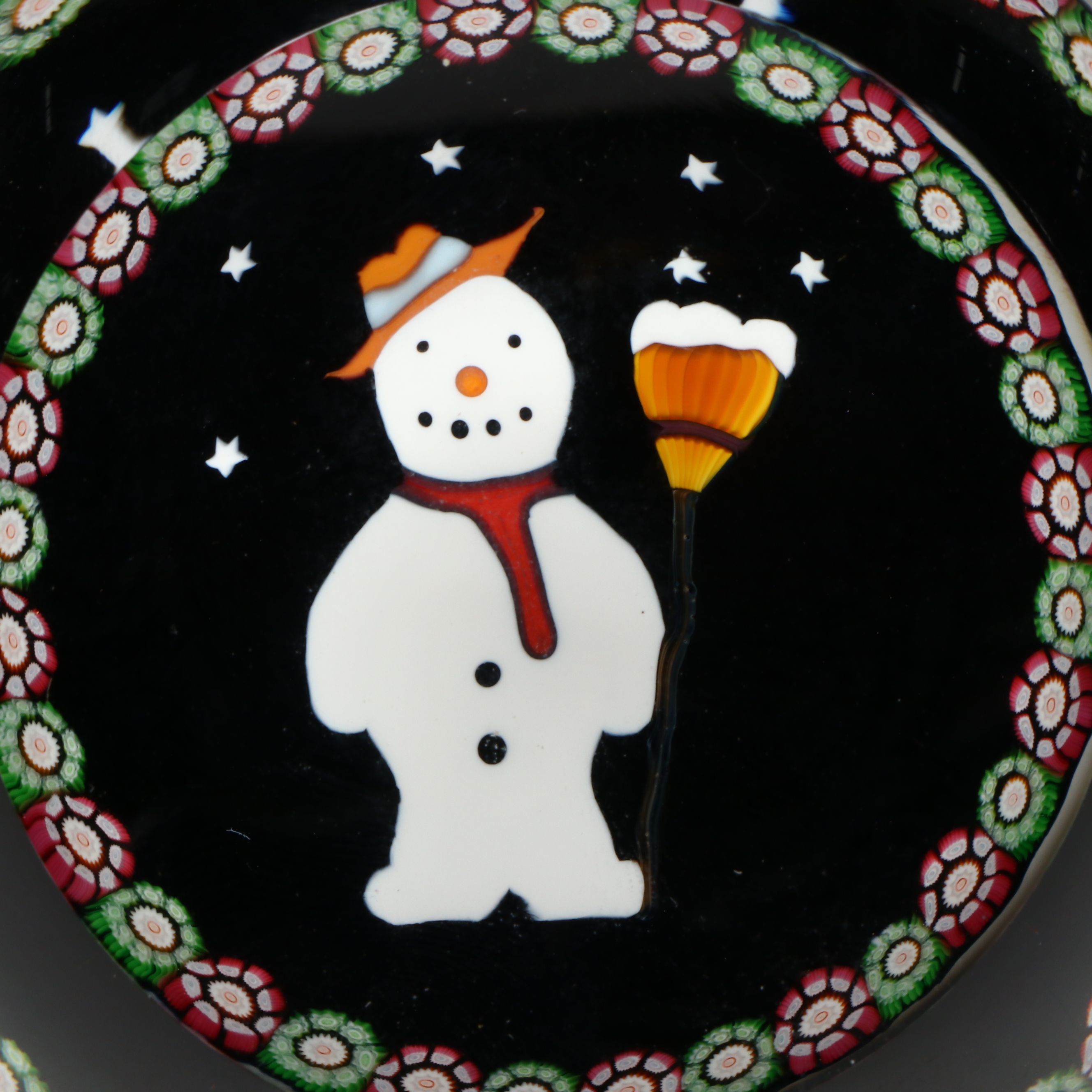 Perthshire Millefiori Art Glass Holiday Paperweight, 1992