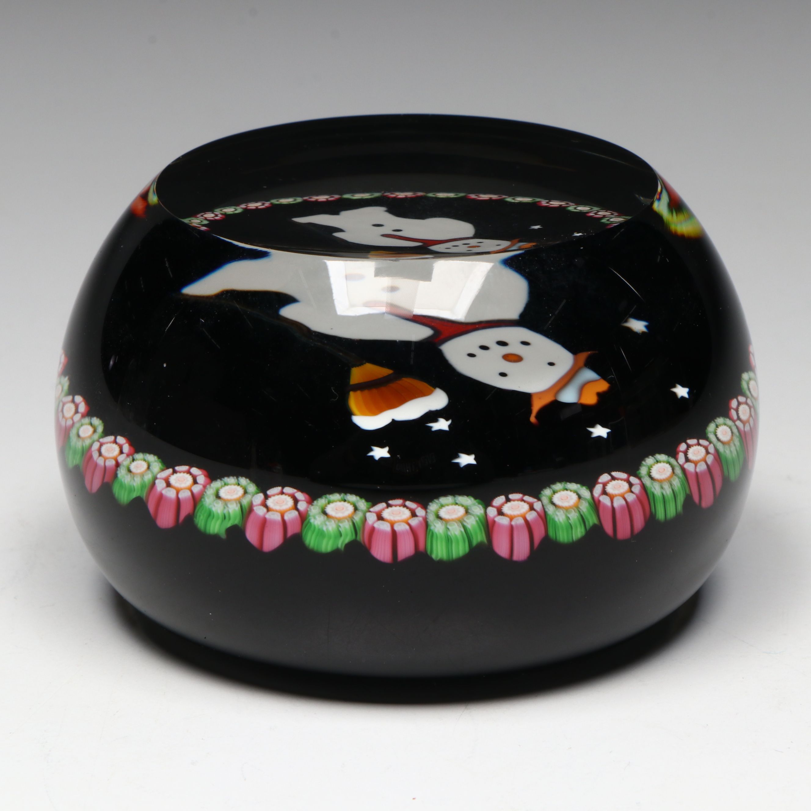 Perthshire Millefiori Art Glass Holiday Paperweight, 1992